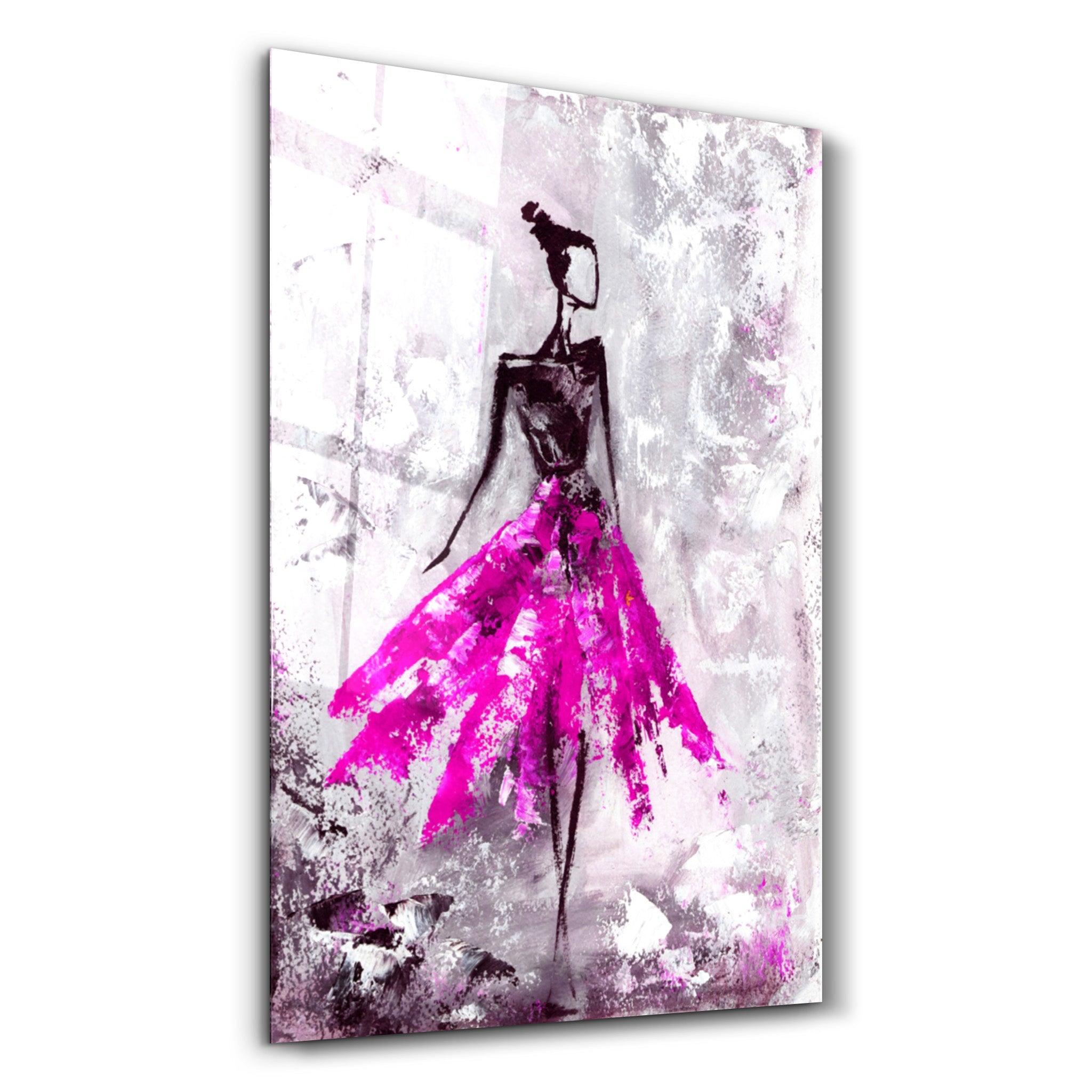 Ballerina (Pink) | Glass Wall Art - Artdesigna