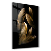 Tan Feather | Glass Wall Art - Artdesigna