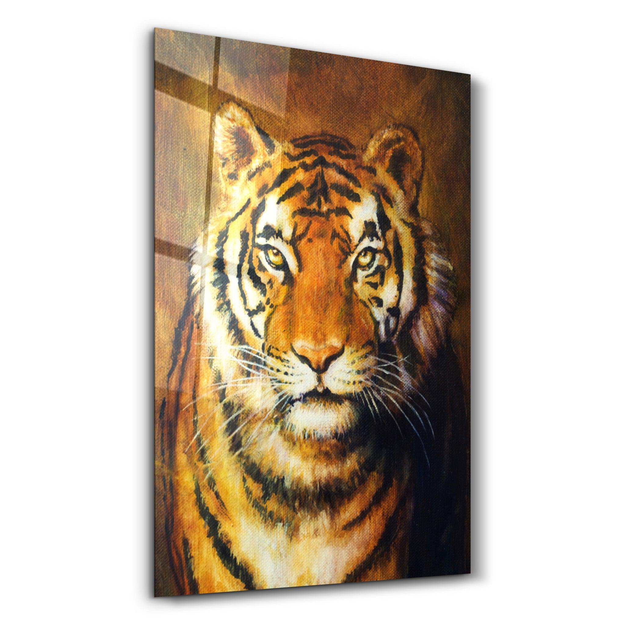 Tiger 5 | Glass Wall Art - Artdesigna