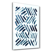 Blue Brush Marks | Glass Wall Art - Artdesigna