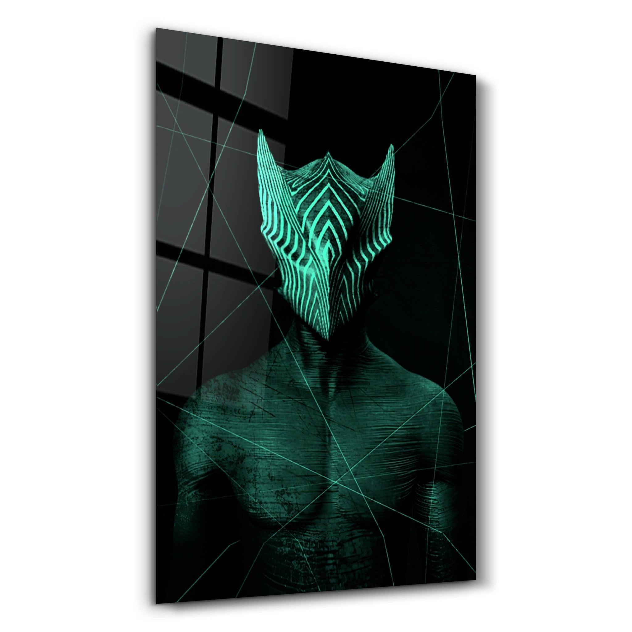 Abstract Masked Man V4 | Glass Wall Art - Artdesigna