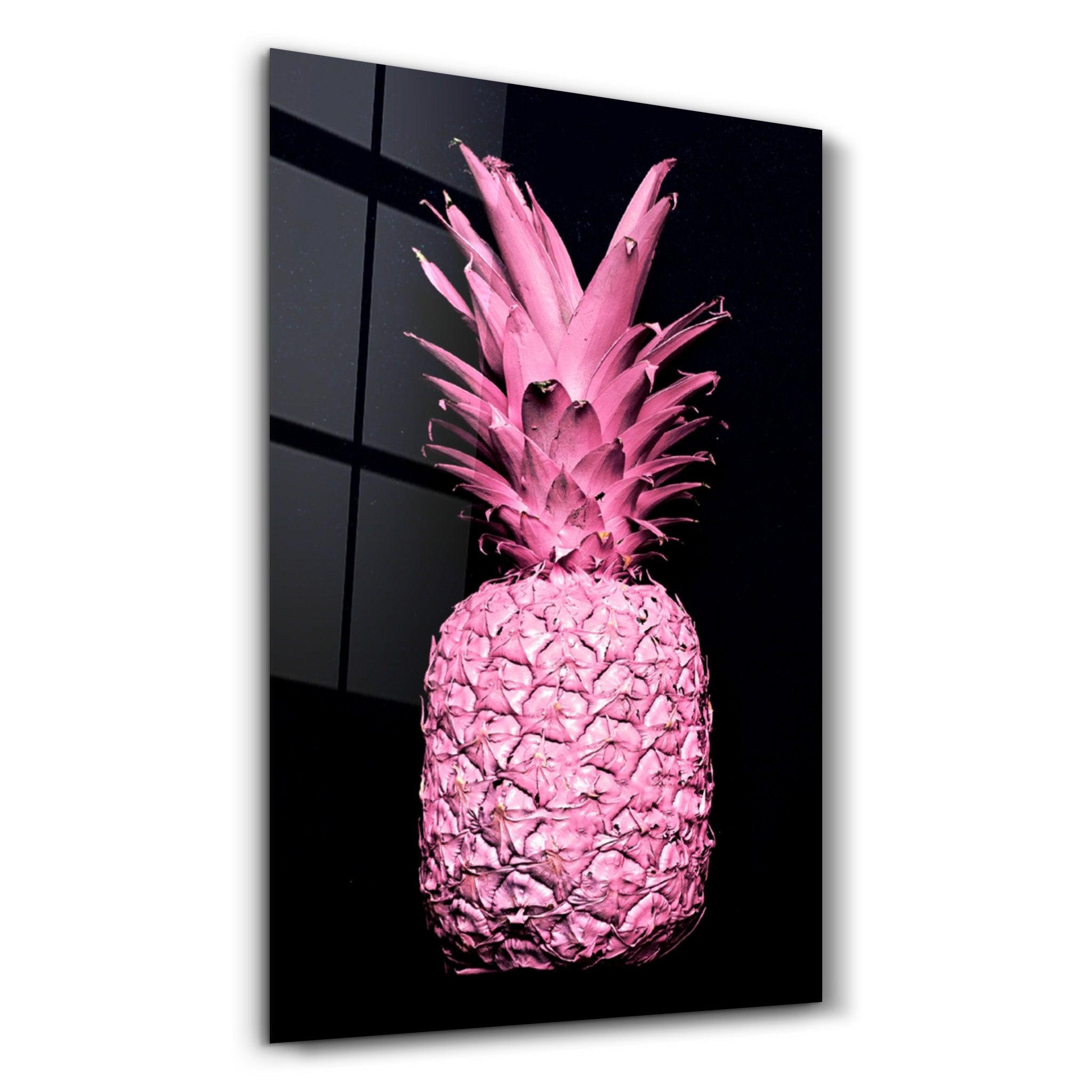 Pink Pineapple V2 | Glass Wall Art - Artdesigna