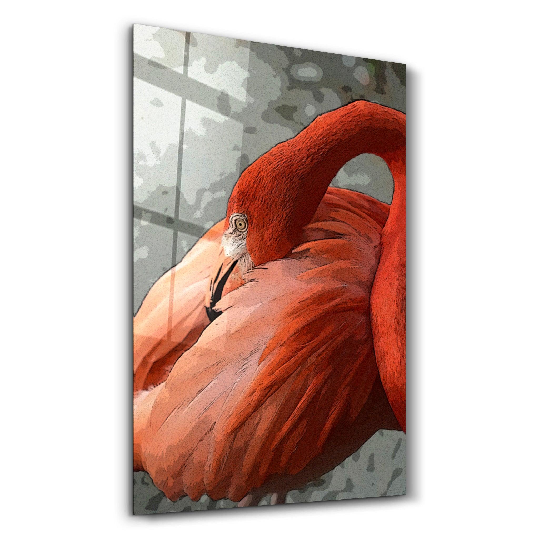 Flamingo V3 | Glass Wall Art - Artdesigna