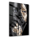Covering Face Woman Portrait | Glass Wall Art