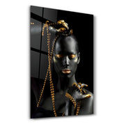 Golden Lips v2 | Glass Wall Art - Artdesigna