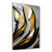 Golden Abstract 2 | Glass Wall Art - Artdesigna