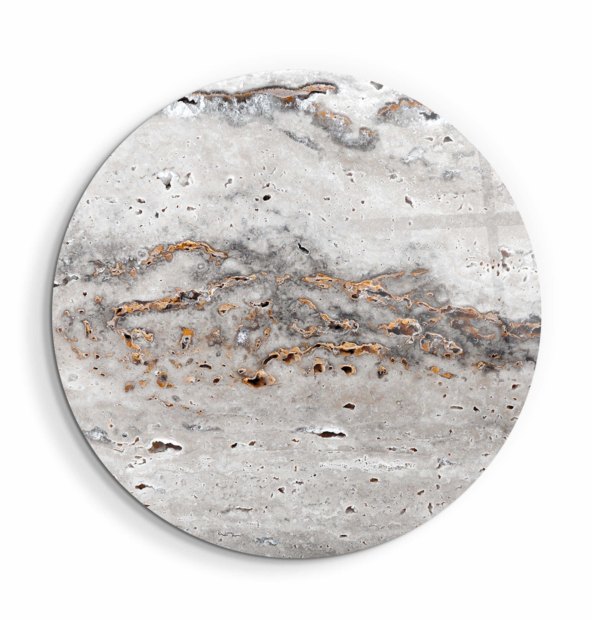 ・"Travertine - Gray "・Rounded Glass Wall Art - ArtDesigna Glass Printing Wall Art