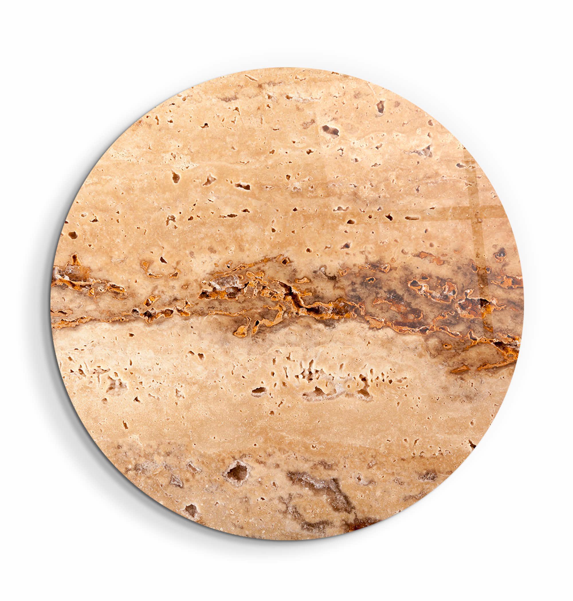 ・"Travertine Stone - Original"・Rounded Glass Wall Art - ArtDesigna Glass Printing Wall Art