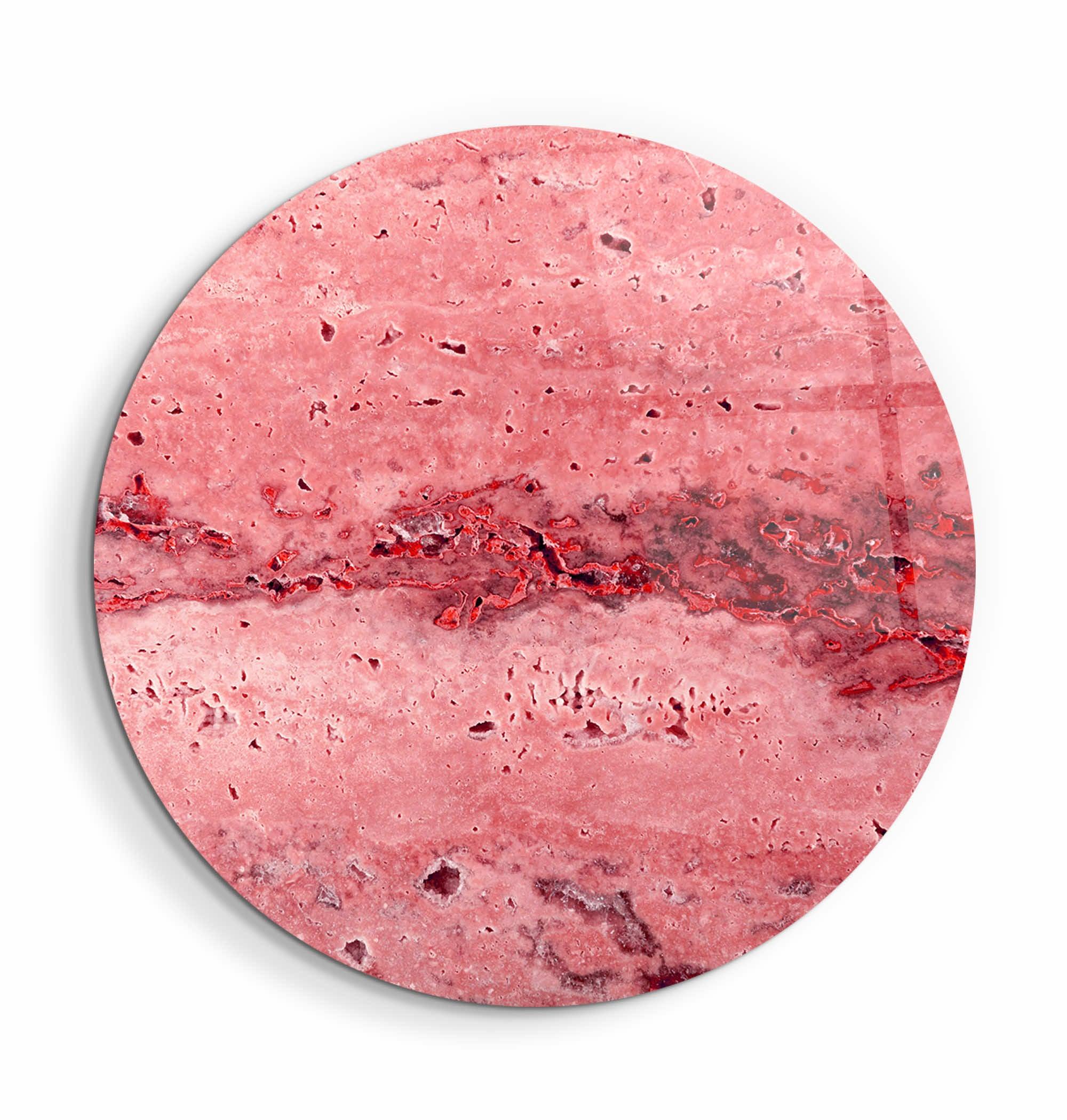 ・"Travertine Stone - PinkRed"・Rounded Glass Wall Art - ArtDesigna Glass Printing Wall Art