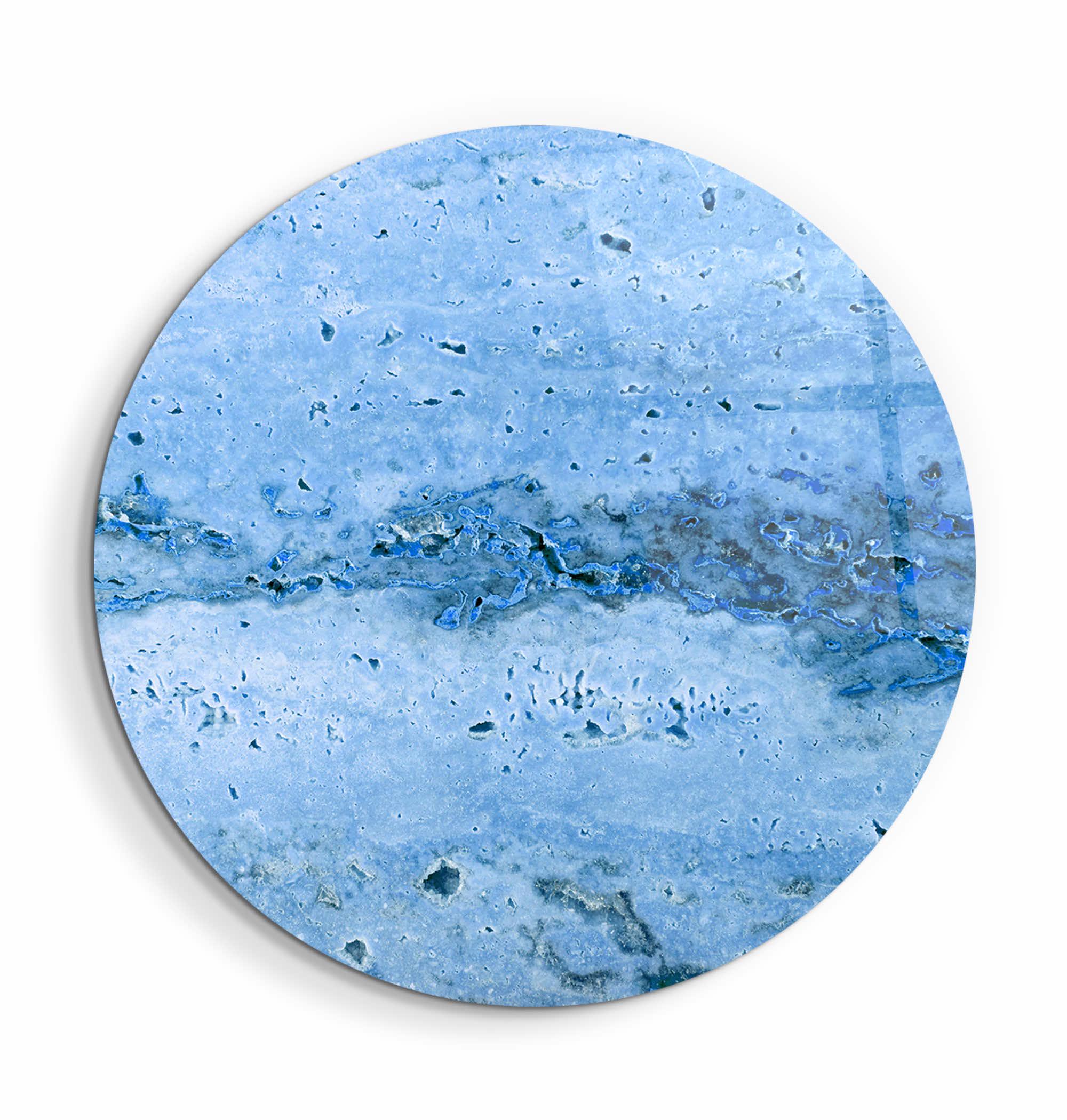 ・"Travertine Stone - Azure"・Rounded Glass Wall Art - ArtDesigna Glass Printing Wall Art