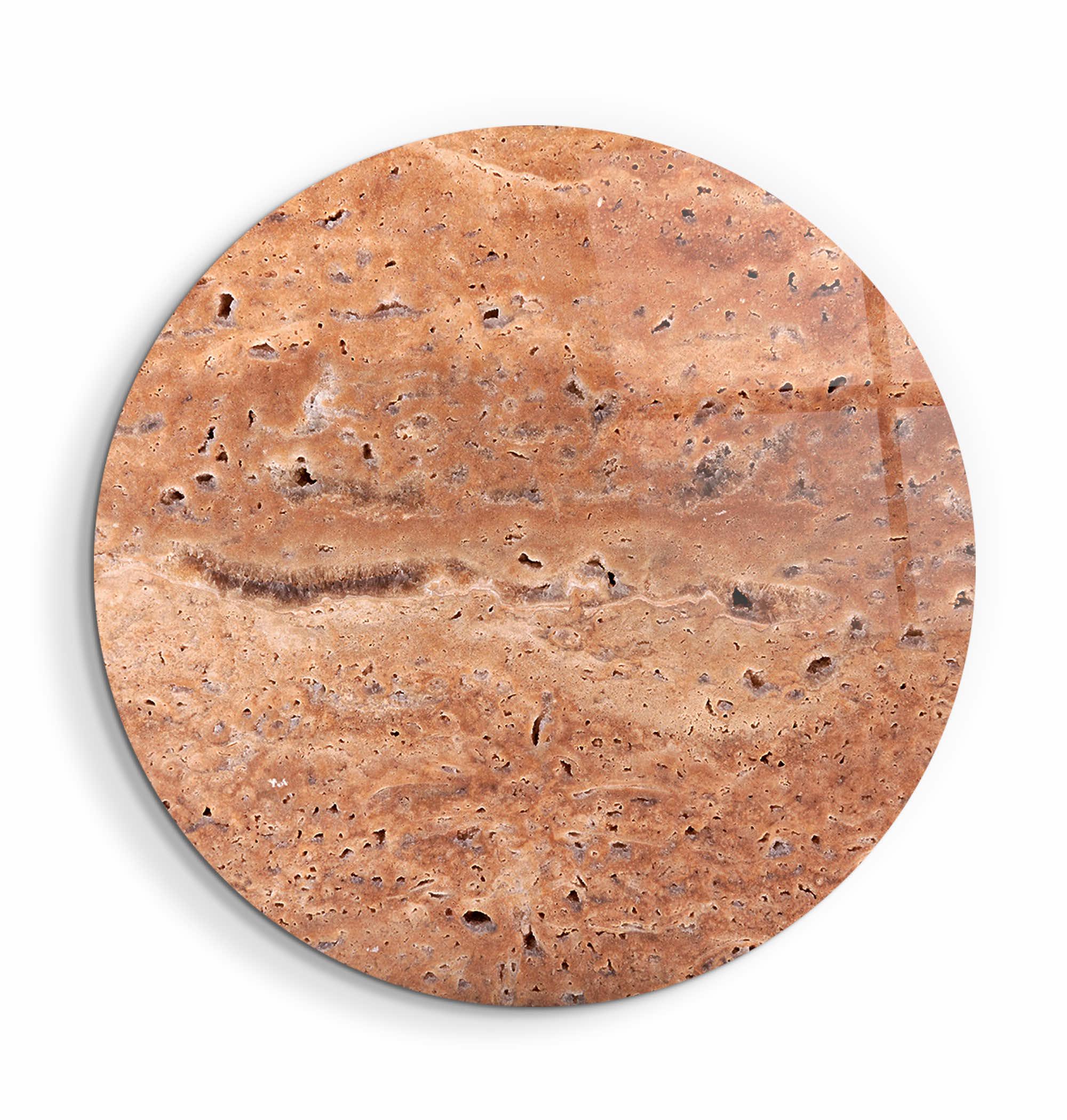 ・"Travertine - Moon - Original"・Rounded Glass Wall Art - ArtDesigna Glass Printing Wall Art