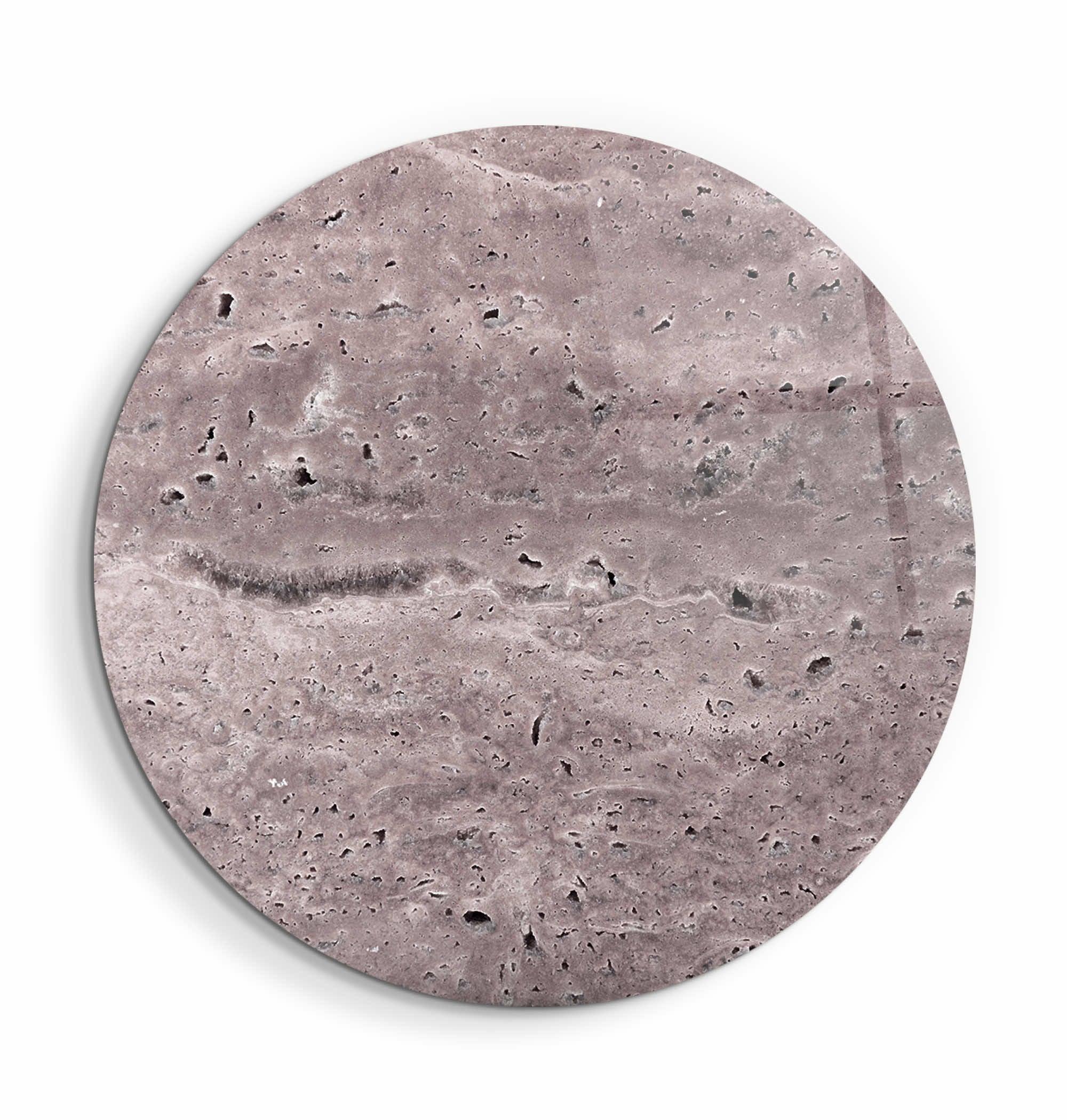 ・"Travertine - Moon - Light Plum"・Rounded Glass Wall Art - ArtDesigna Glass Printing Wall Art