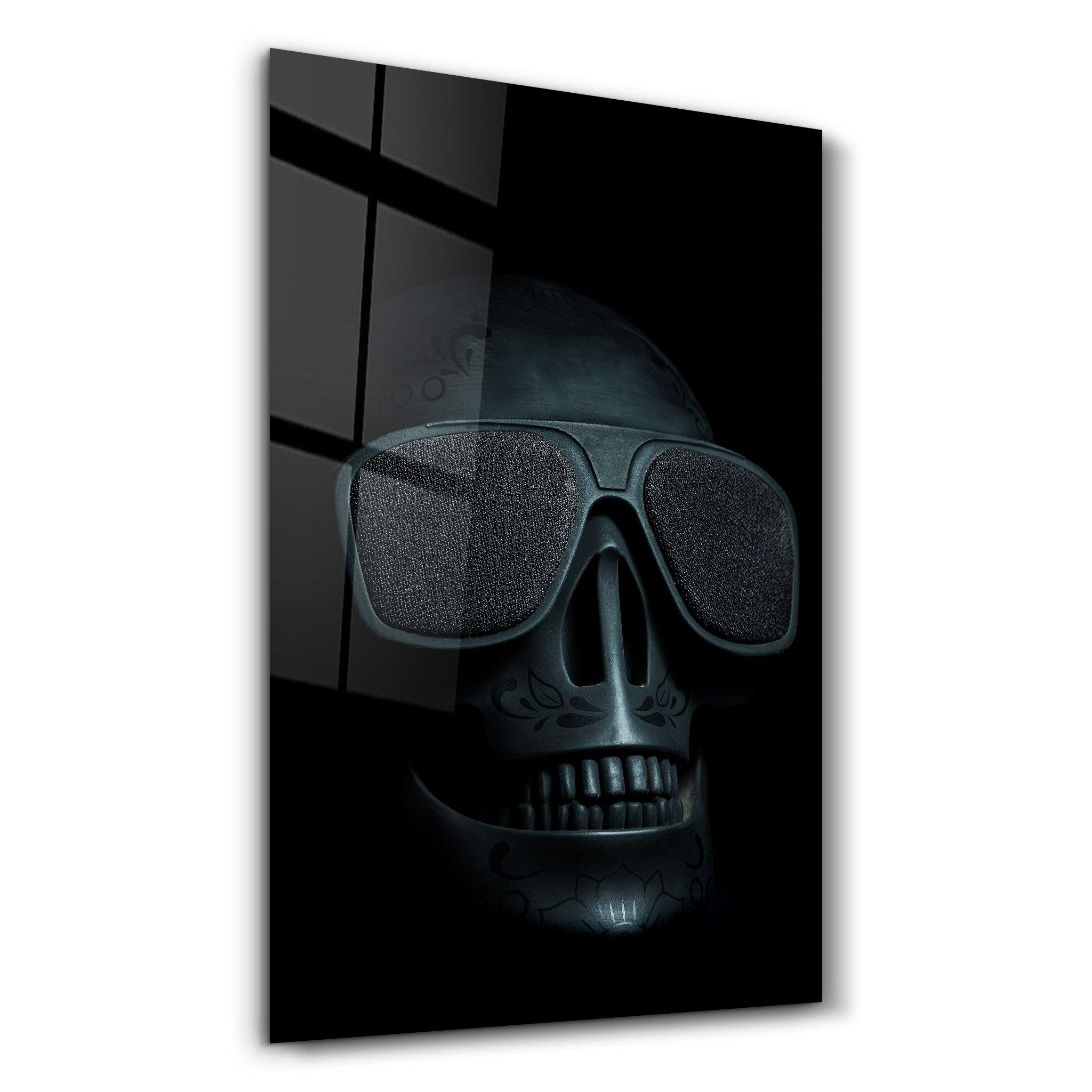 Black Skull | Glass Wall Art - Artdesigna