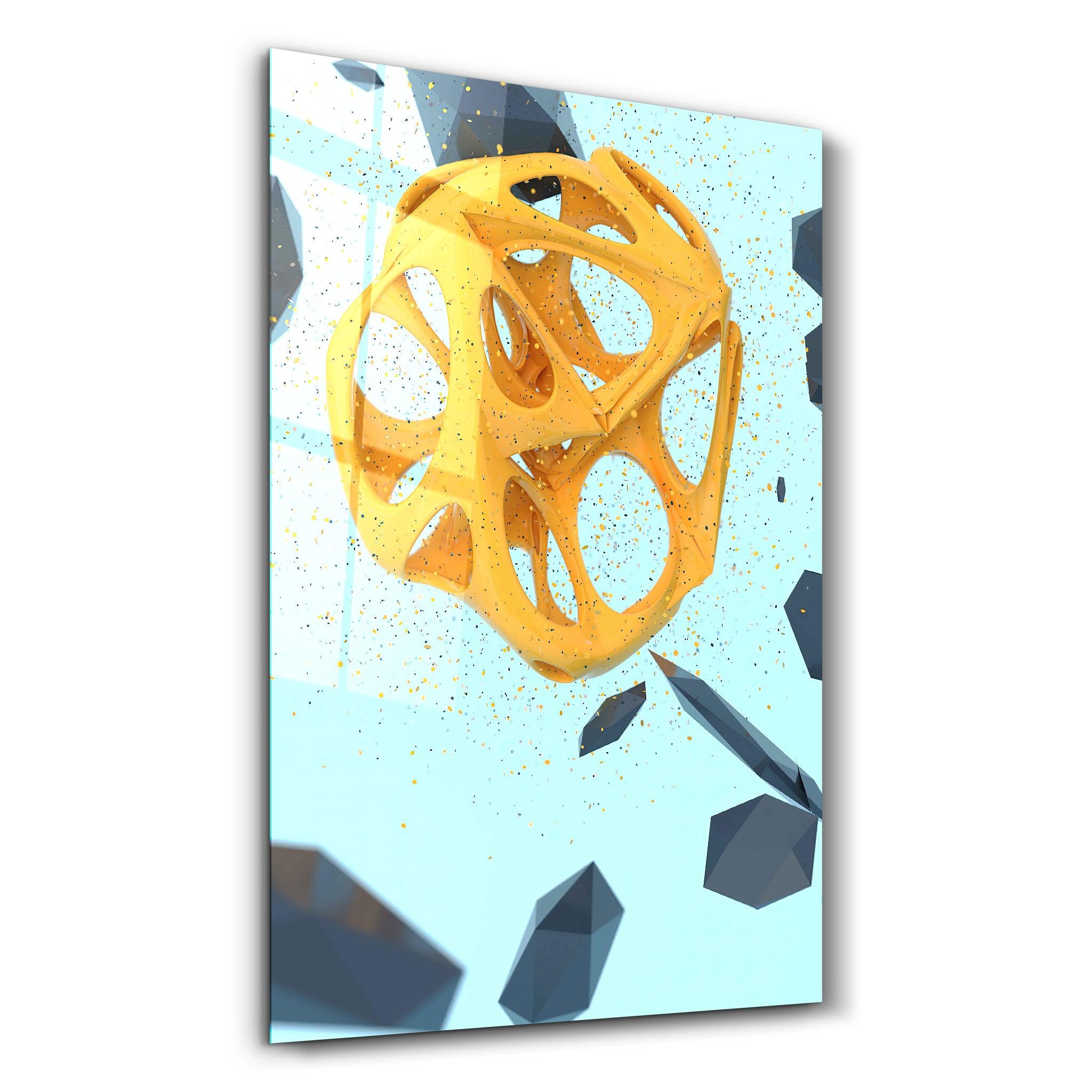 Abstract Yellow and Emerald V2 | Designer's Collection Glass Wall Art - Artdesigna