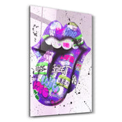 Tongue - Purple | Designer's Collection Glass Wall Art - Artdesigna