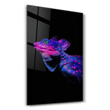 Iguana Blue Purple | Designer's Collection Glass Wall Art