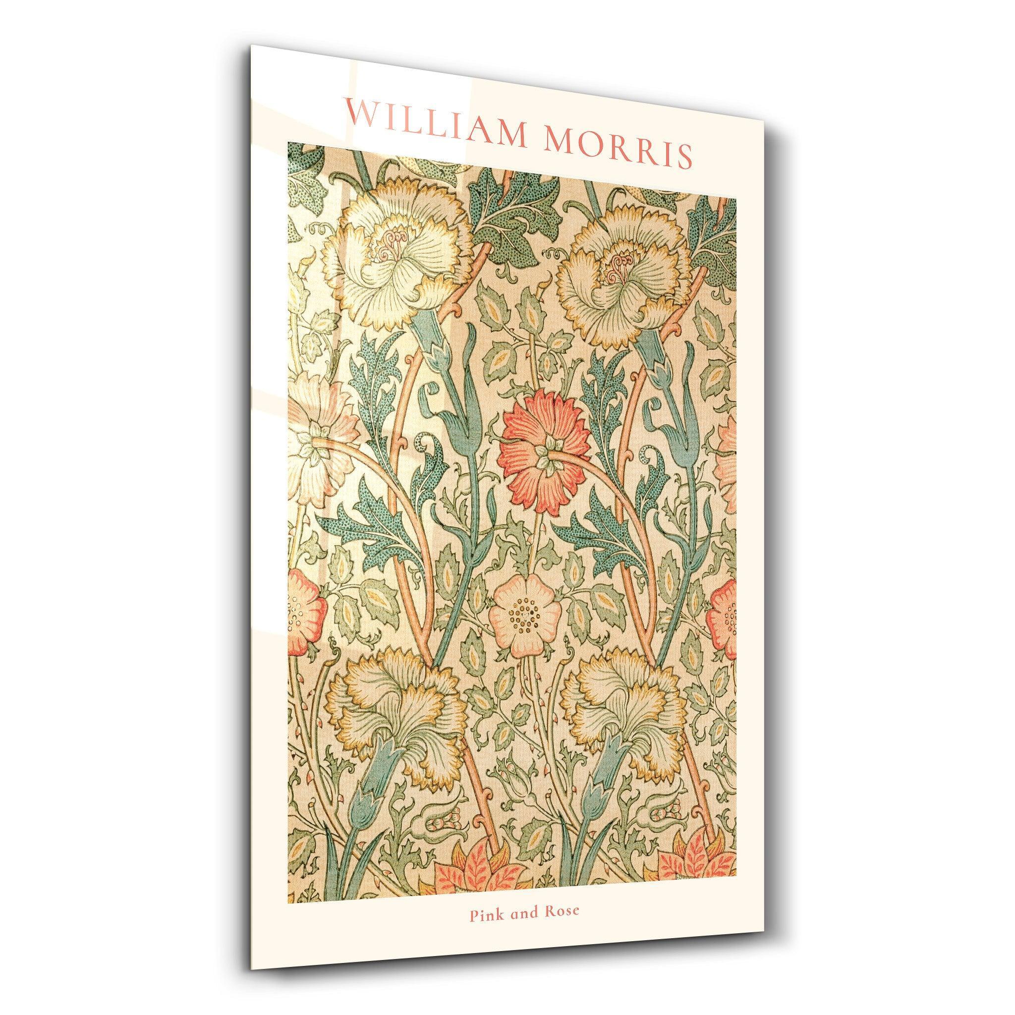 William Morris - Pink and Rose | Gallery Print Collection Glass Wall Art - Artdesigna