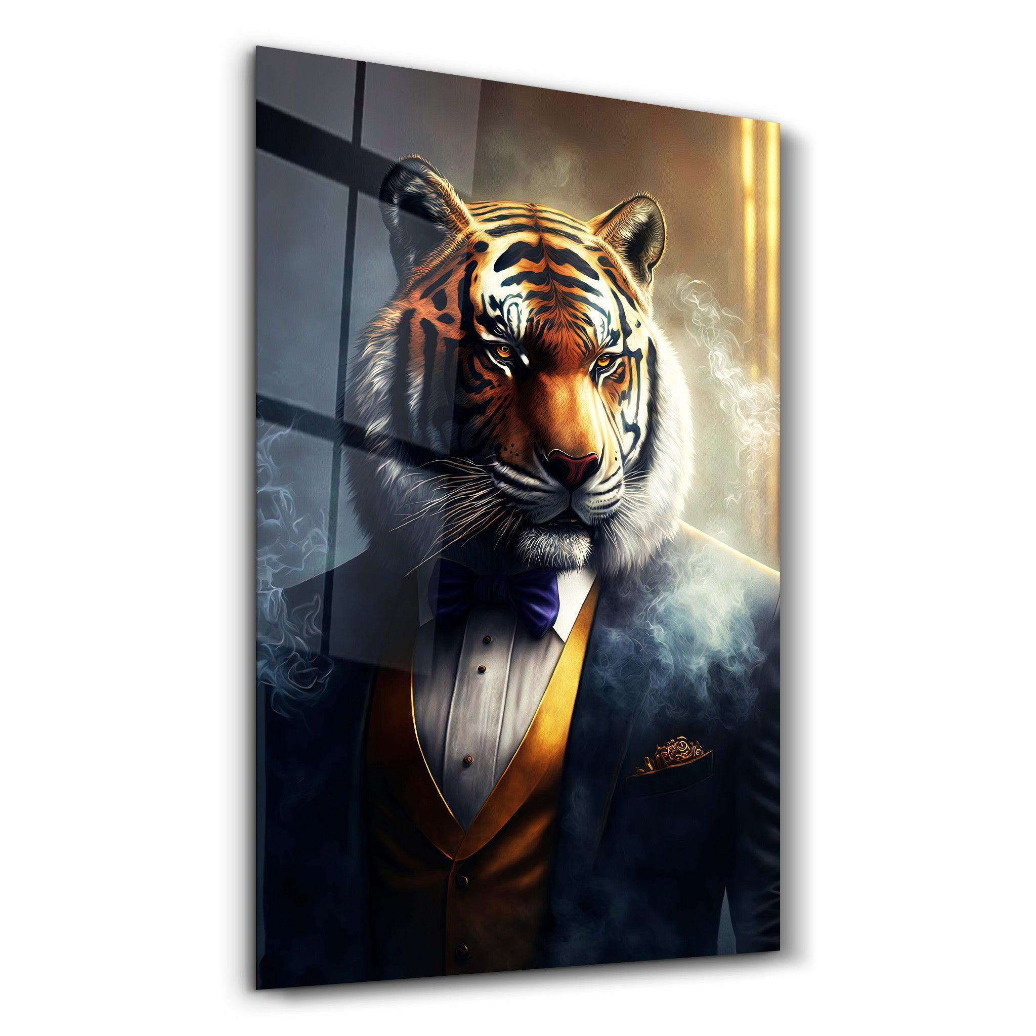 Mr. Tiger | Secret World Collection Glass Wall Art - Artdesigna