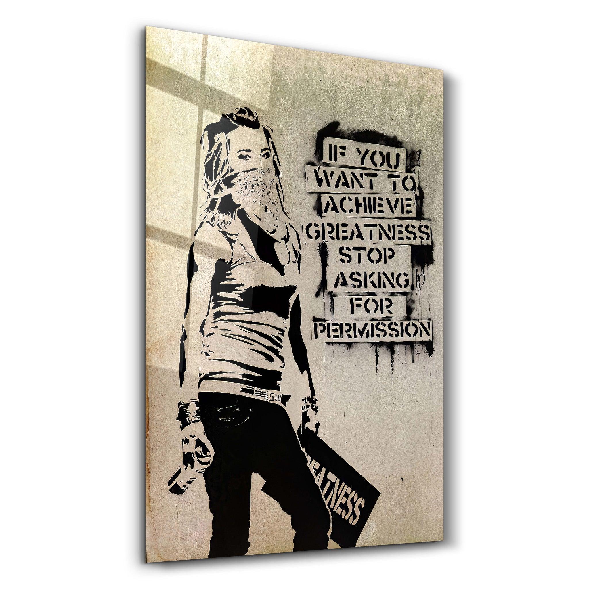 Banksy - Greatness | Glass Wall Art - Artdesigna