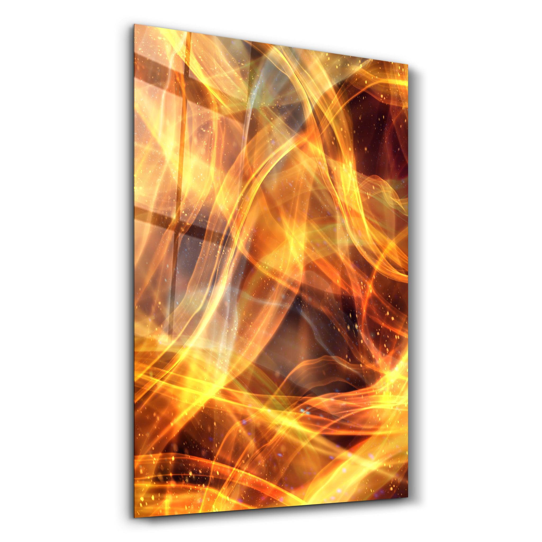 Flame Brush Strokes | Glass Wall Art - Artdesigna