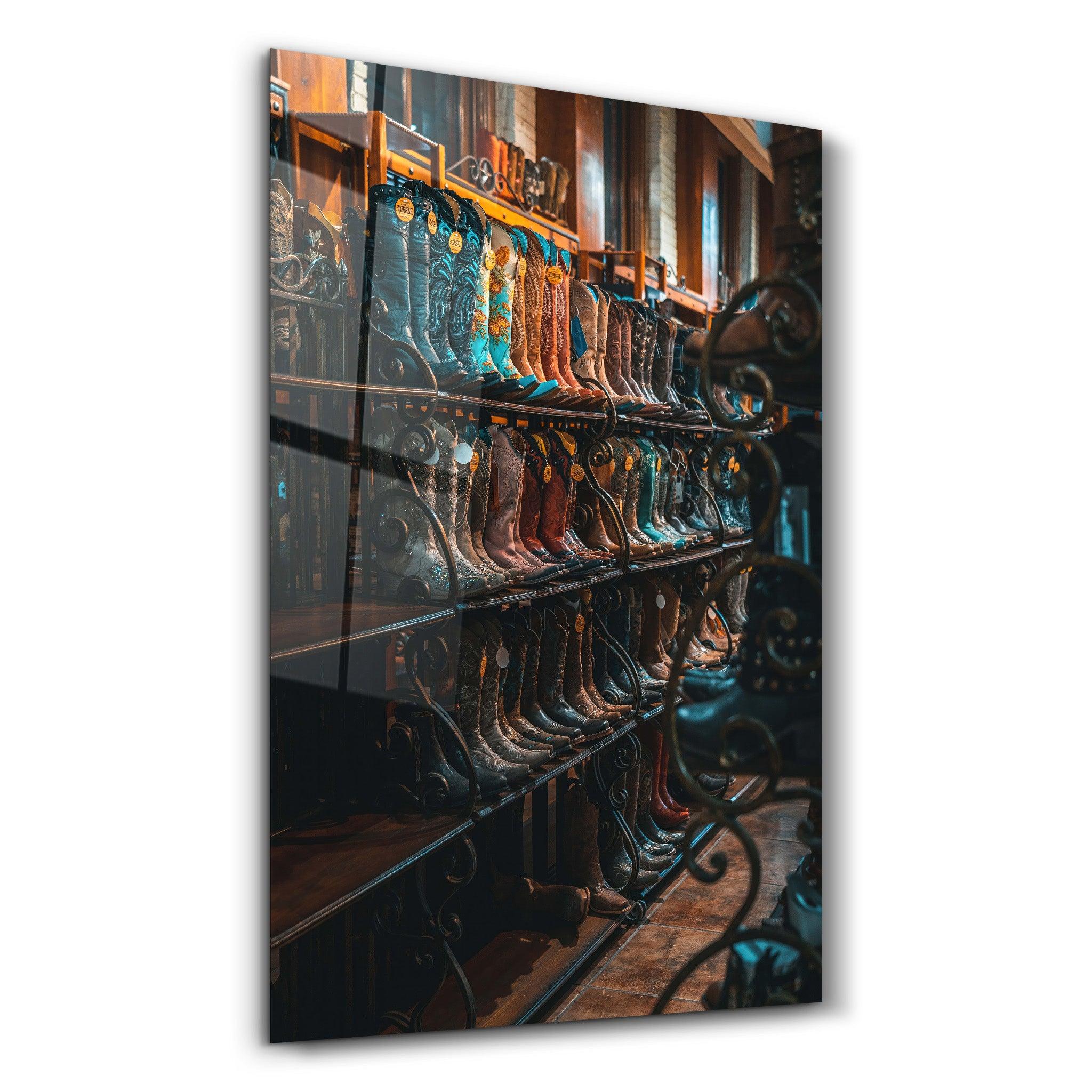 Cowboy Boots | Glass Wall Art - Artdesigna