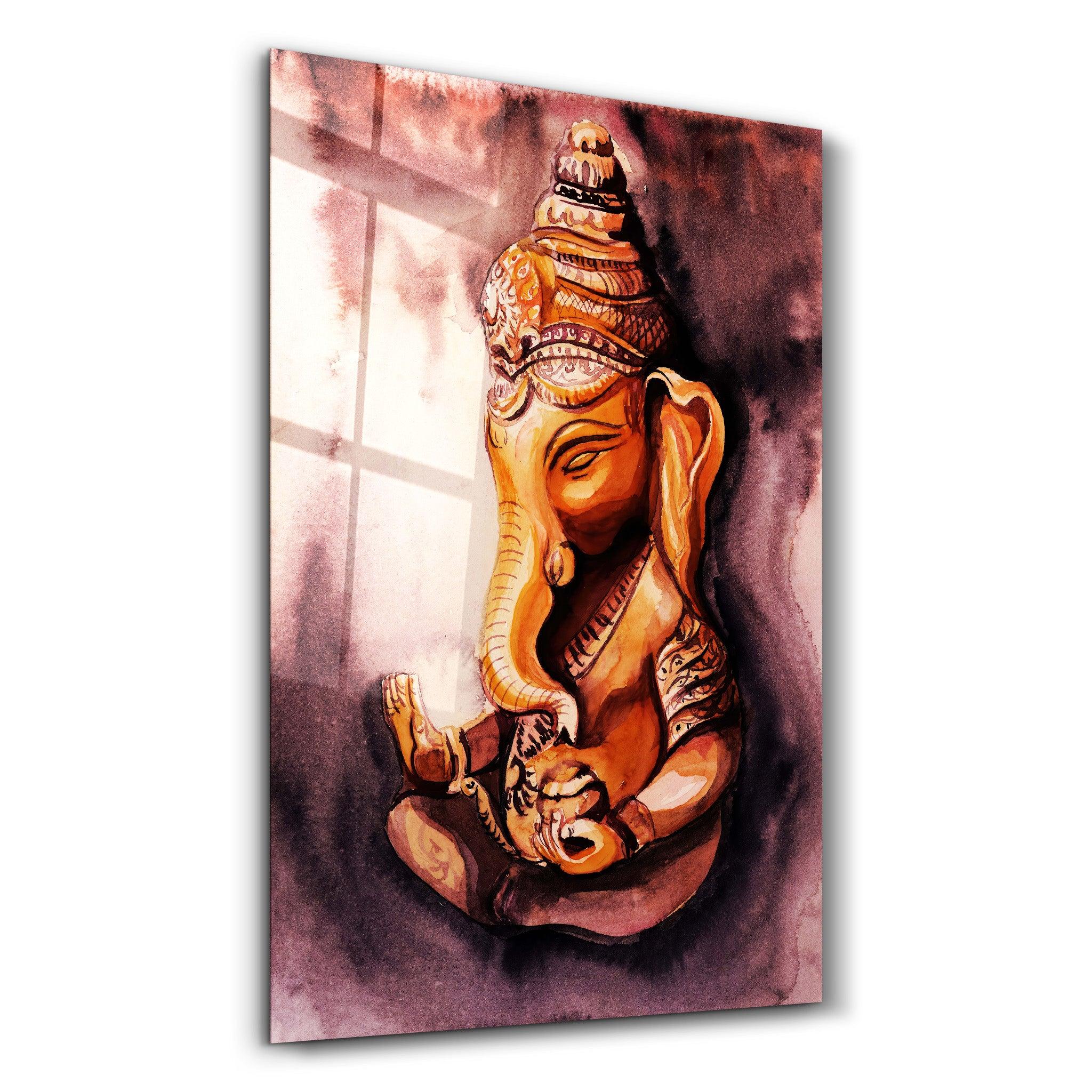 Indian Lord Ganesh | Glass Wall Art - Artdesigna