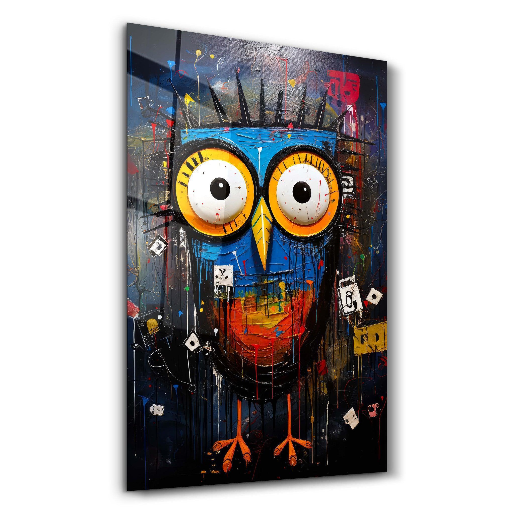 Owl Portrait | Glass Wall Art - Artdesigna