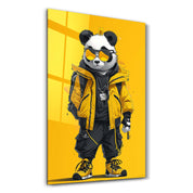 Stylish Panda - Glass Wall Art - Artdesigna