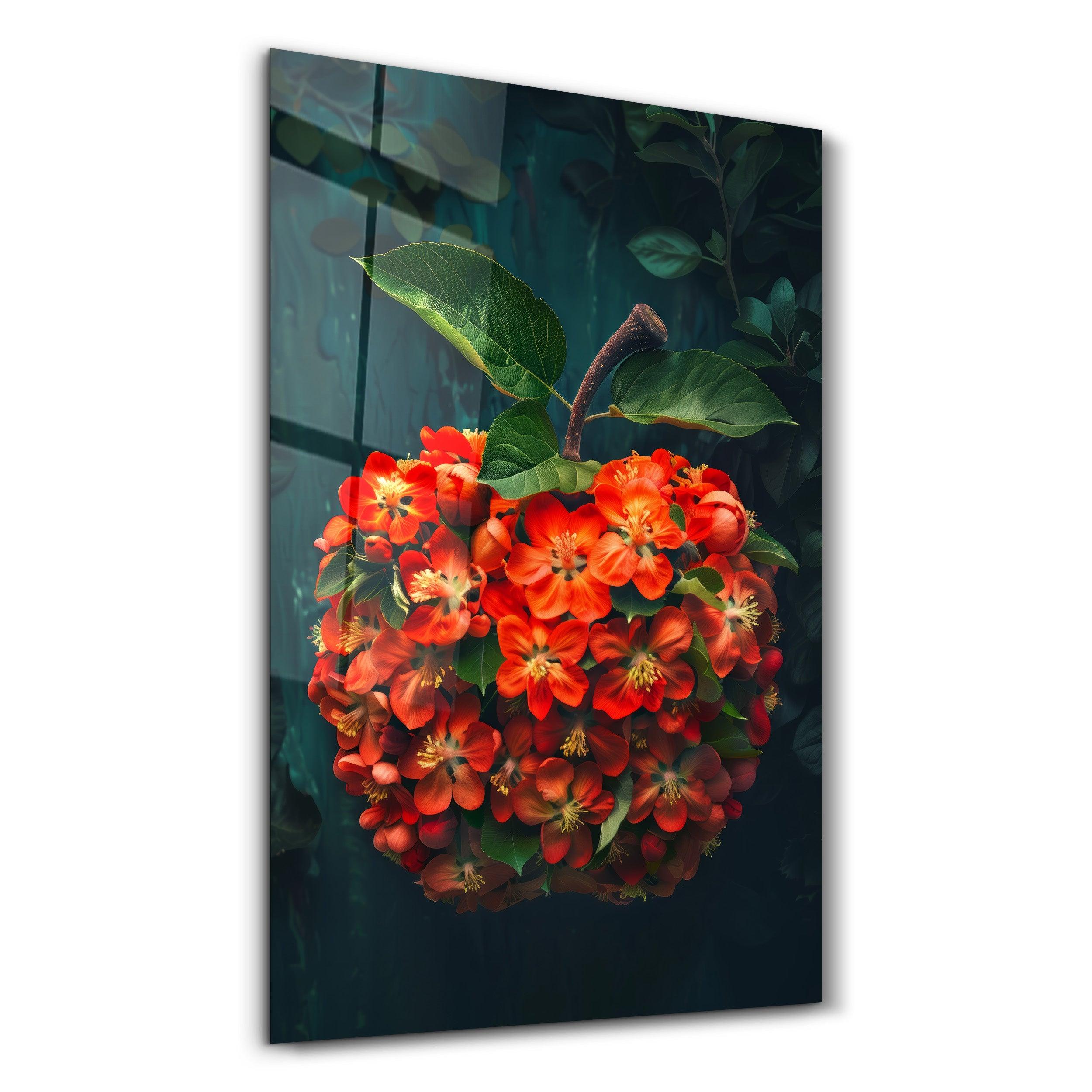 Apple Flowers - Contemporary Glass Wall Art - Artdesigna