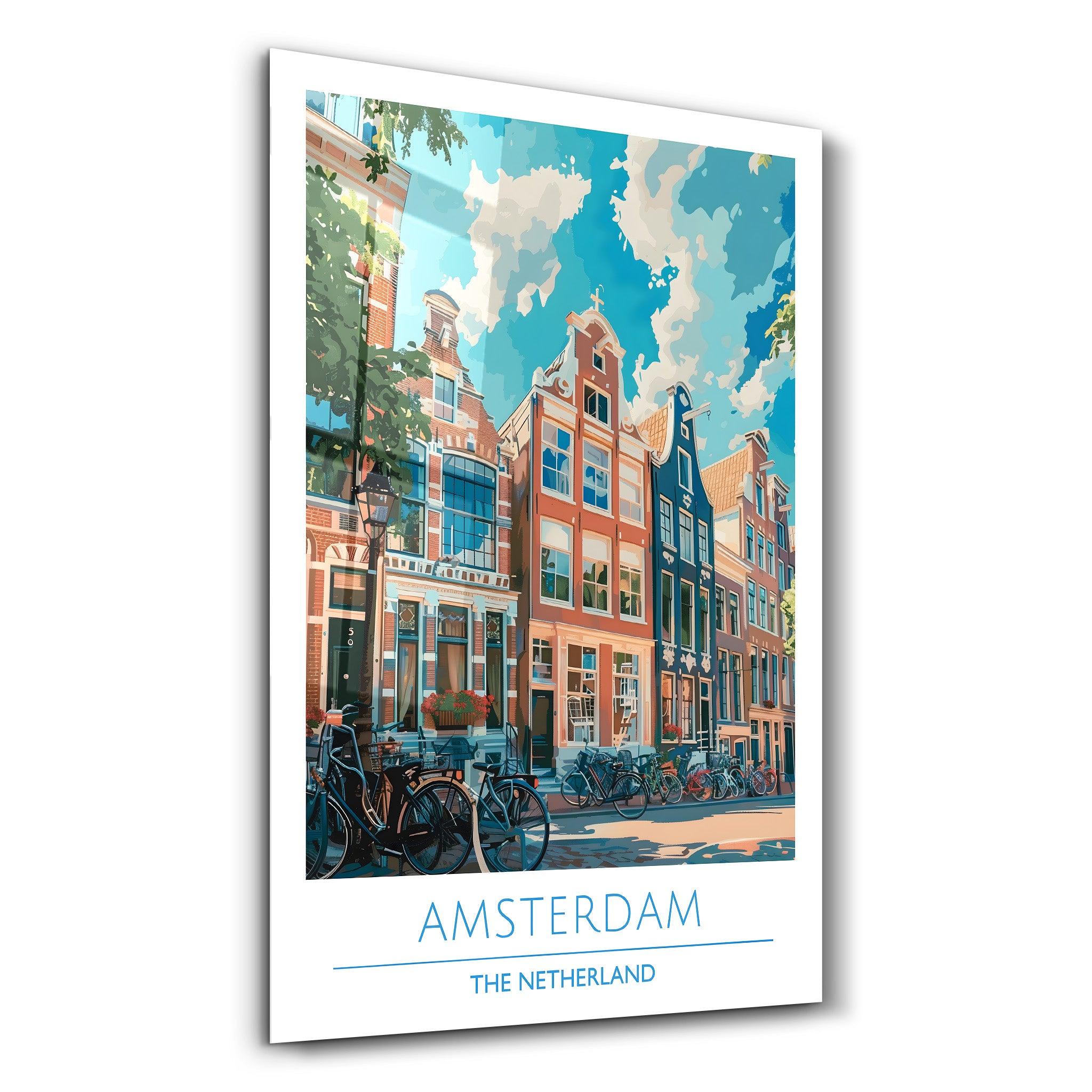 Amsterdam The Netherland 3-Travel Posters | Glass Wall Art - Artdesigna