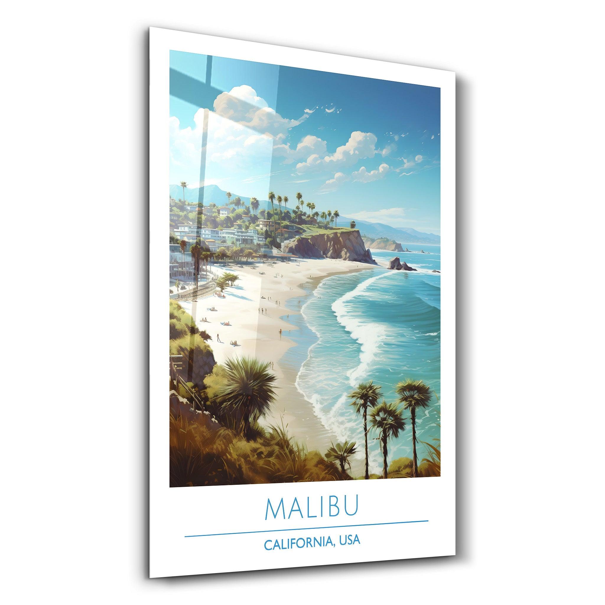 Malibu-California USA-Travel Posters | Glass Wall Art - Artdesigna