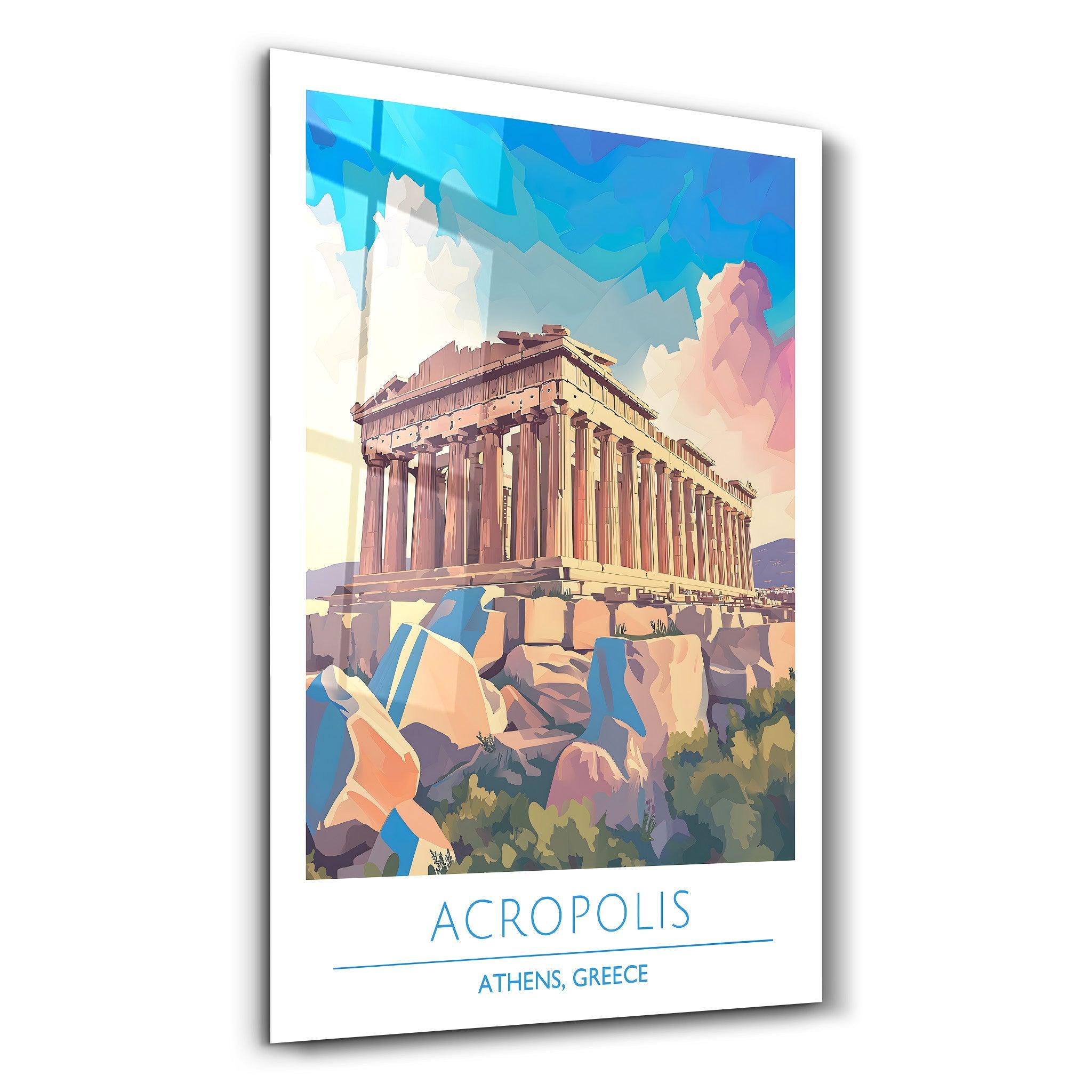 Acropolis-Athens Greece-Travel Posters | Glass Wall Art - Artdesigna