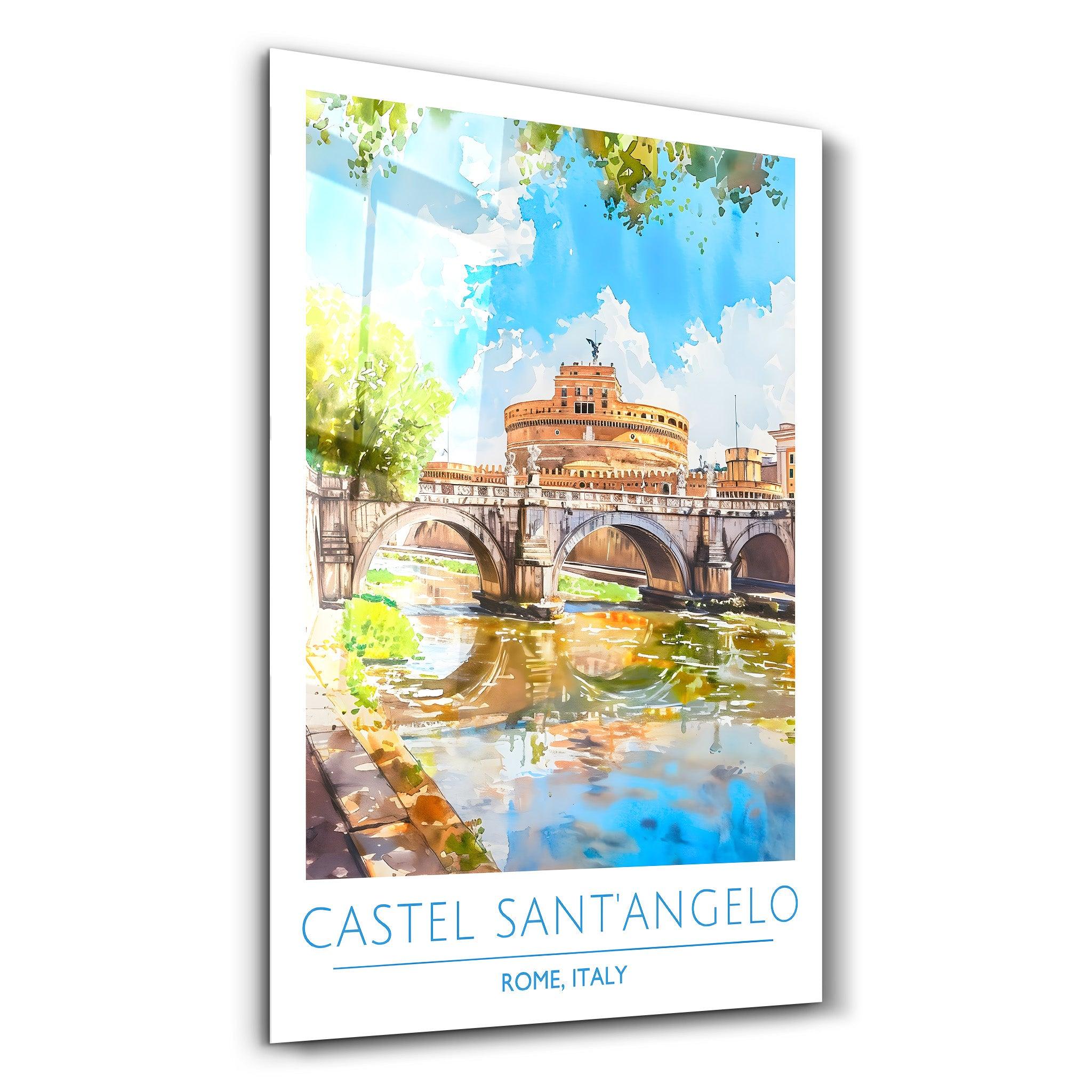 Castel Sant'Angelo-Rome Italy-Travel Posters | Glass Wall Art - Artdesigna