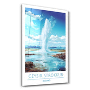 Geysir Strokkur Iceland-Travel Posters | Glass Wall Art - Artdesigna