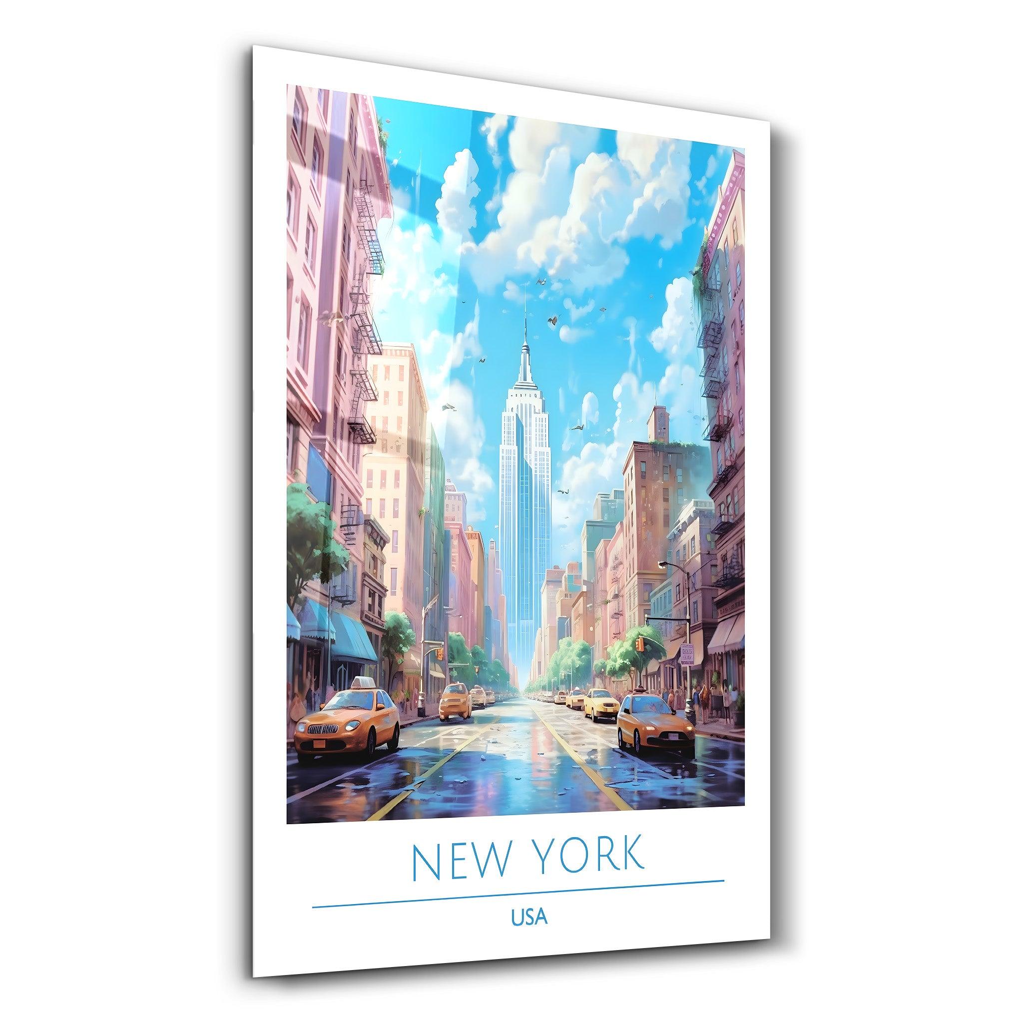 New York USA 2-Travel Posters | Glass Wall Art - Artdesigna