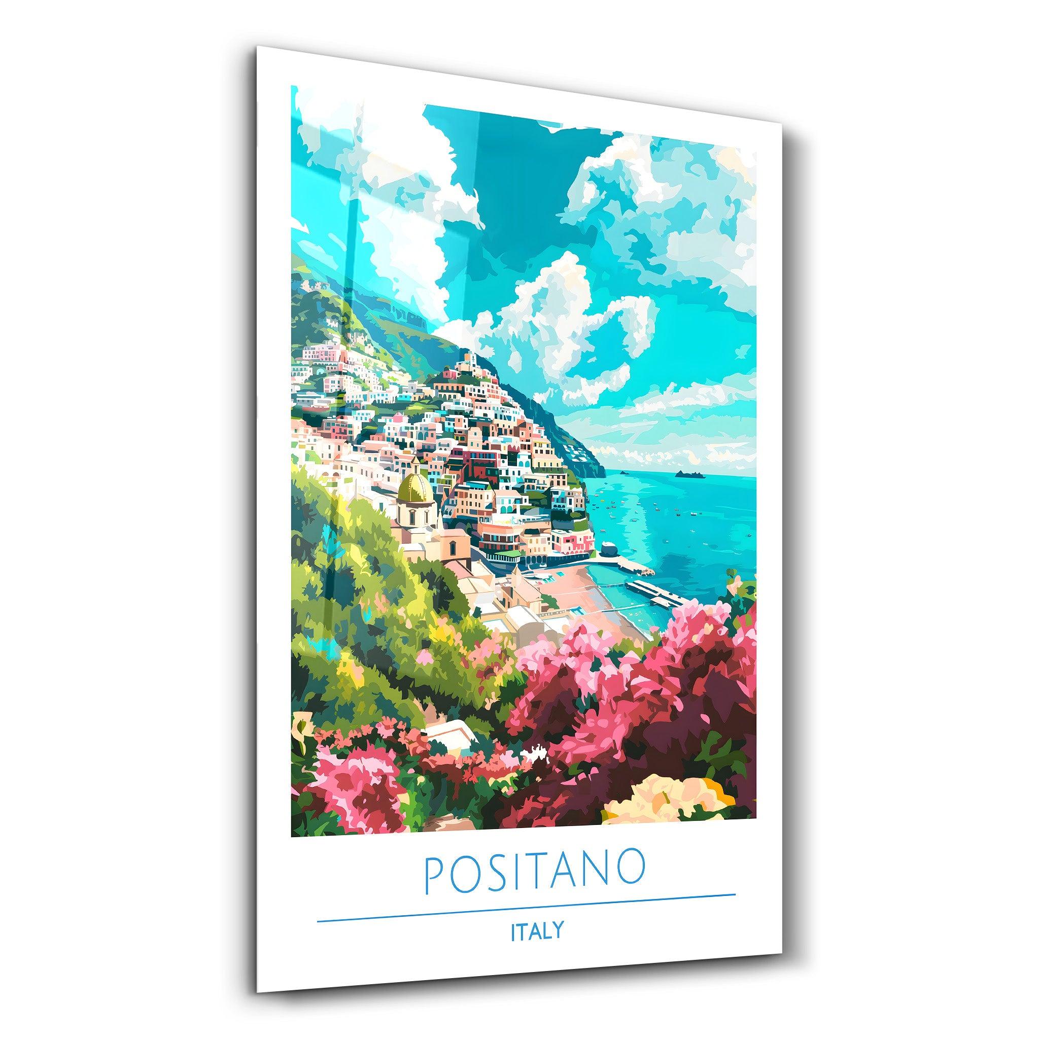 Positano Italy 2-Travel Posters | Glass Wall Art - Artdesigna