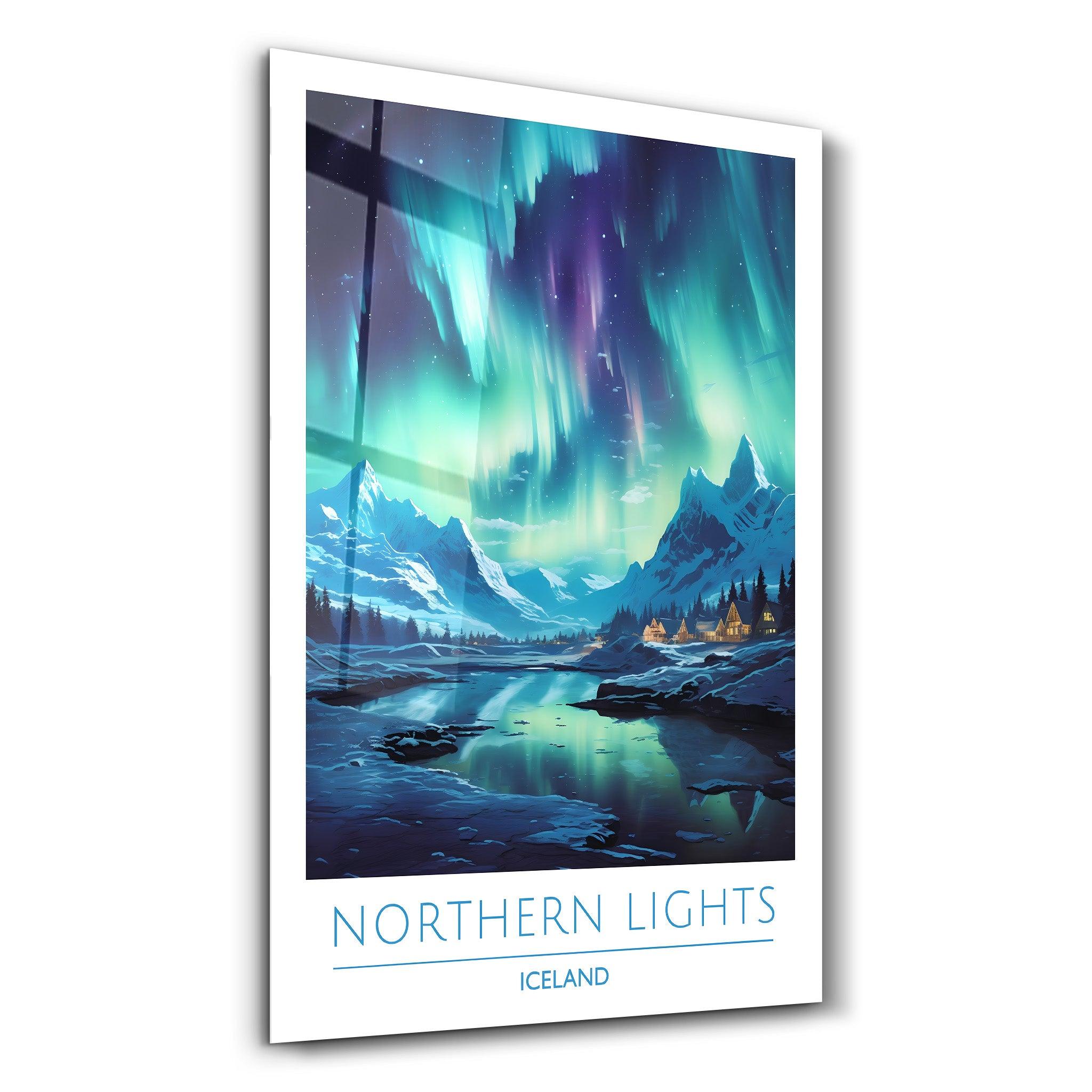 Northern Lights Iceland-Travel Posters | Glass Wall Art - Artdesigna