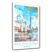 Sheik Zayed Mosque-Abu Dabi UAE-Travel Posters | Glass Wall Art - Artdesigna