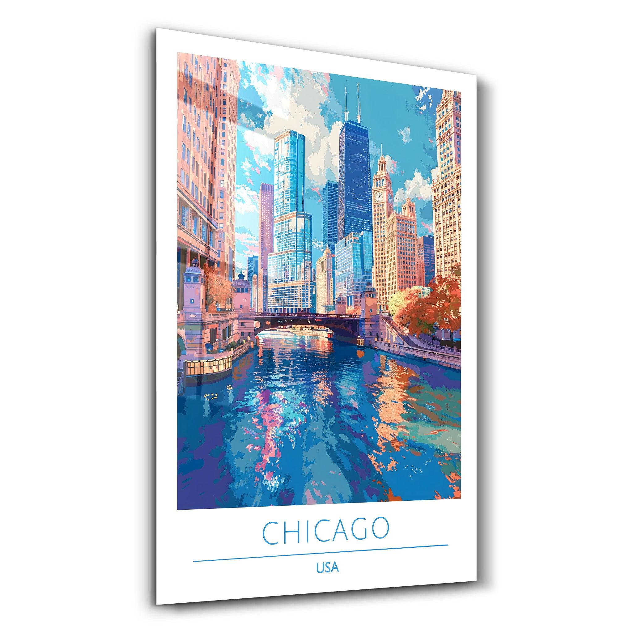 Chicago USA-Travel Posters | Glass Wall Art - Artdesigna