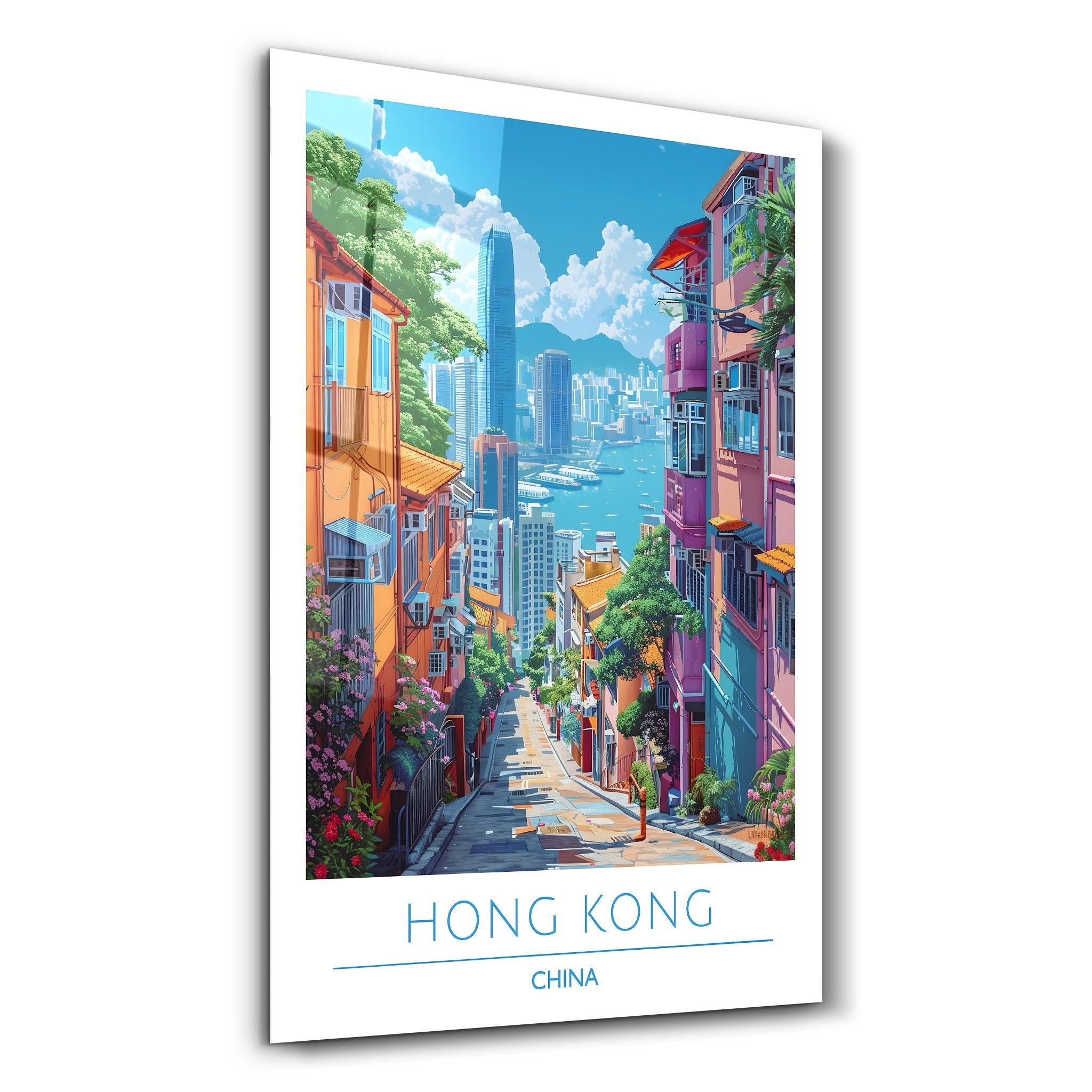 Hong Kong China-Travel Posters | Glass Wall Art - Artdesigna