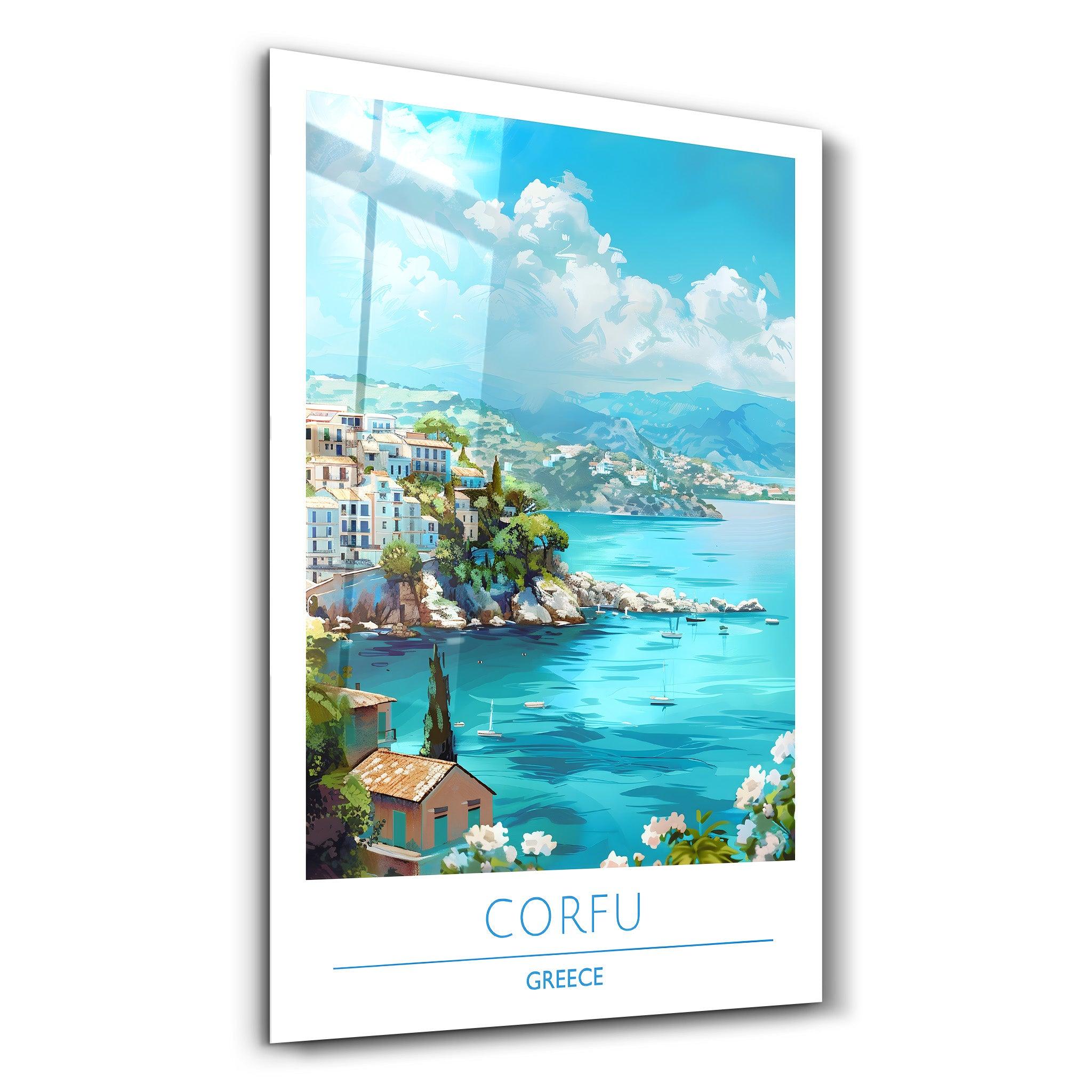 Corfu Greece-Travel Posters | Glass Wall Art - Artdesigna