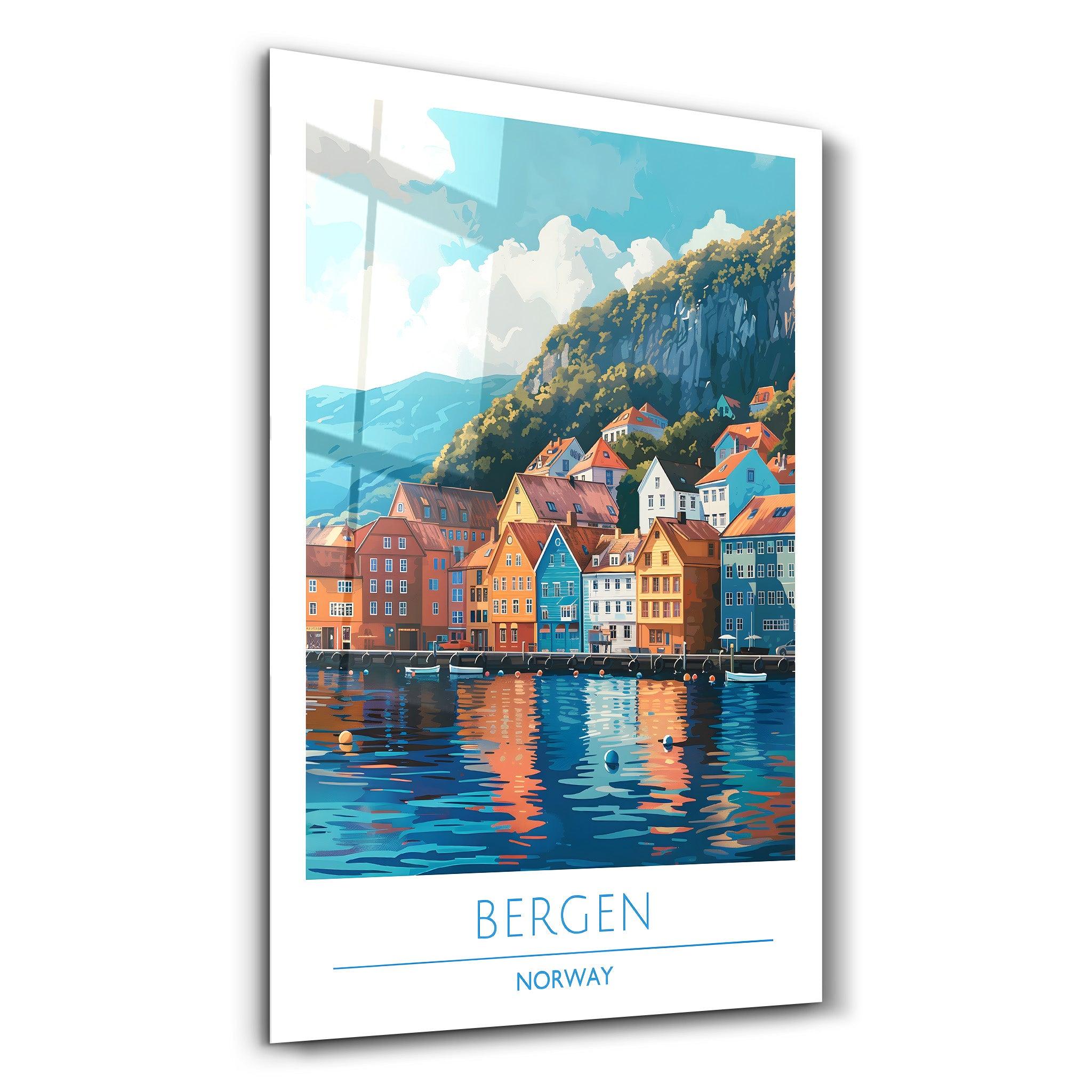 Bergen Norway 2-Travel Posters | Glass Wall Art - Artdesigna