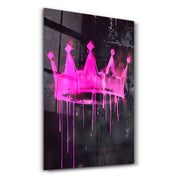 Pink Crown - Glass Wall Art - Artdesigna