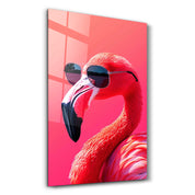 Stylish Pink Flamingo - Glass Wall Art - Artdesigna