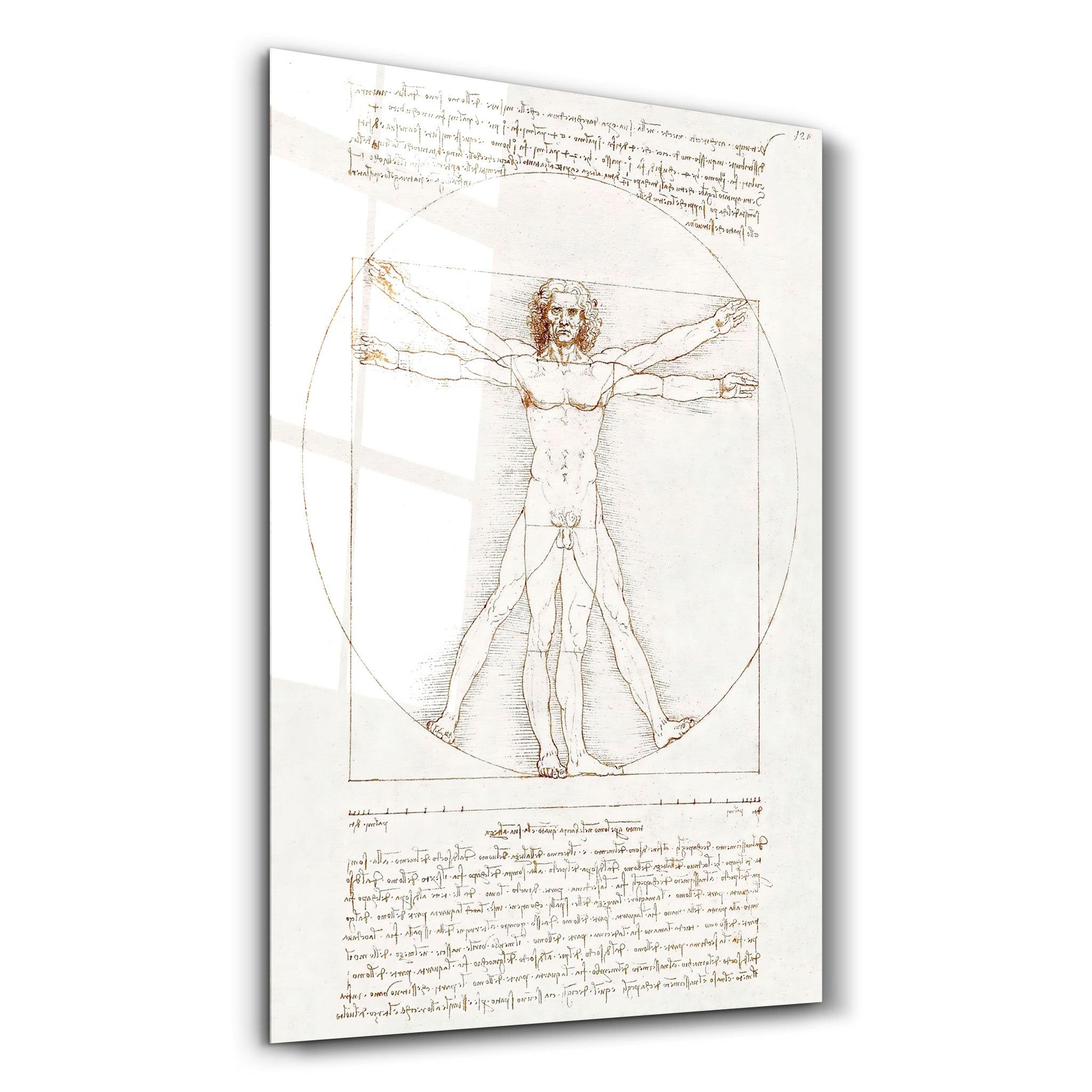 Leonardo da Vinci's The Vitruvian Man 1498 | Glass Wall Art - Artdesigna