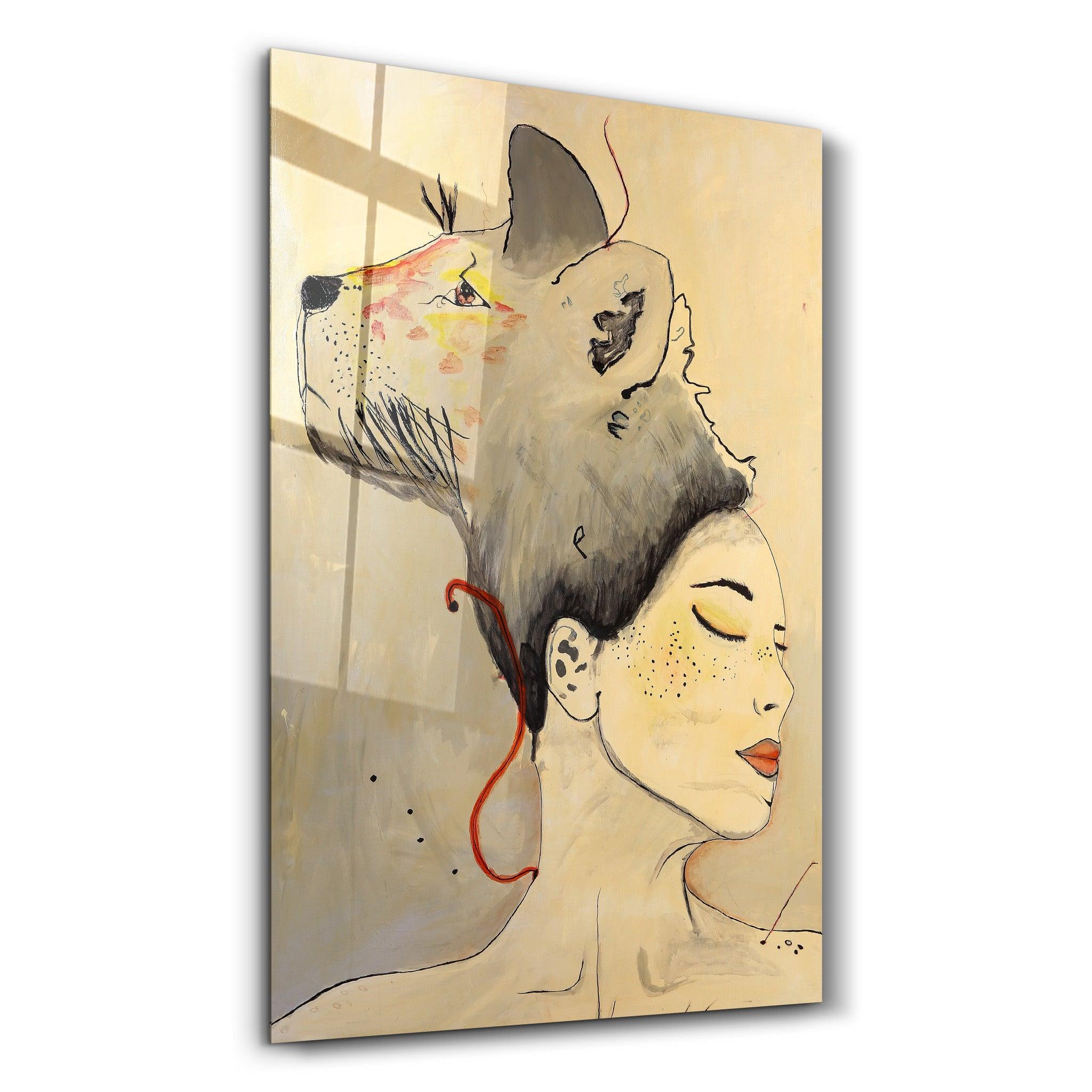 Lady Abstract - Hand-drawn Image | Glass Wall Art - Artdesigna