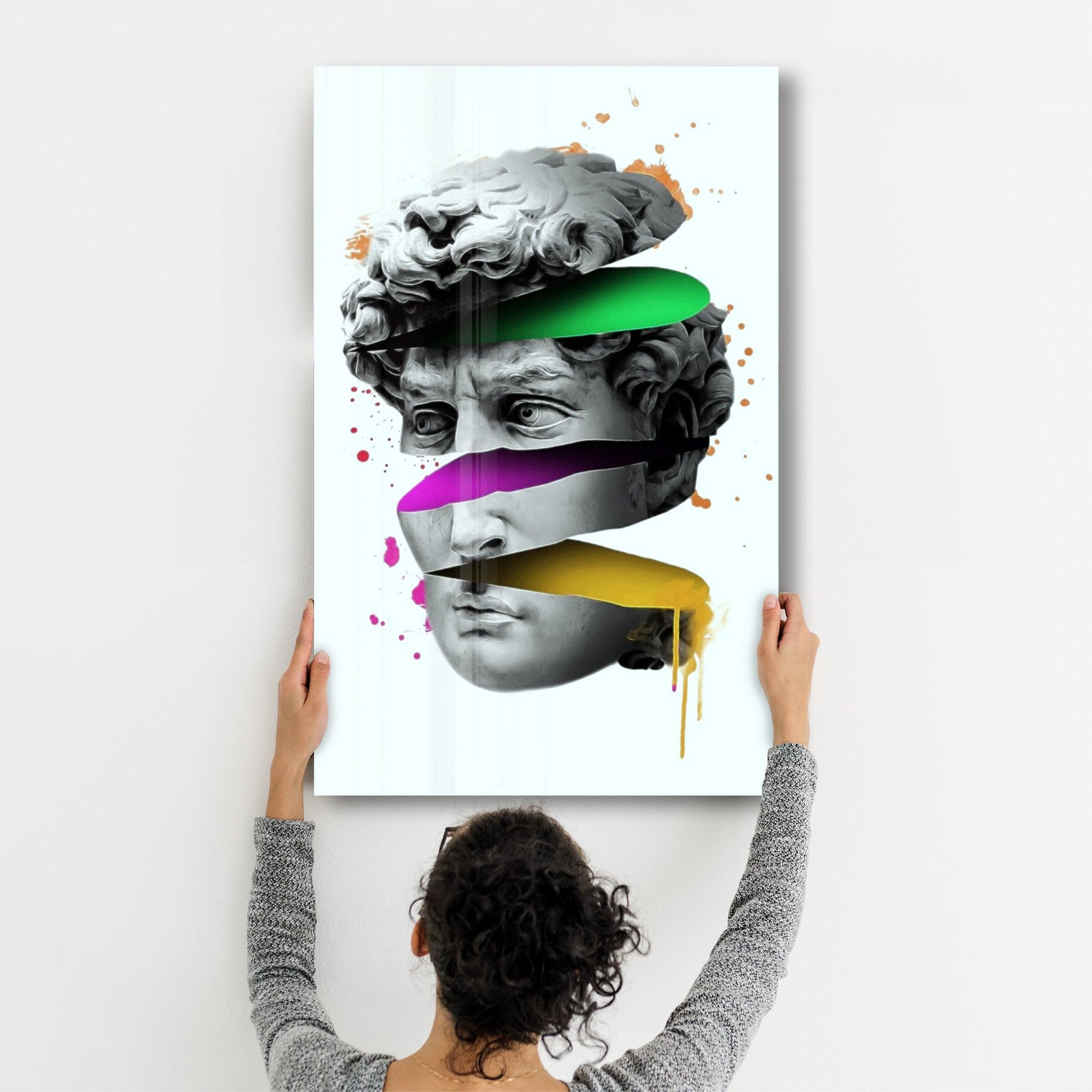 Abstract Colorful Face | Glass Wall Art - Artdesigna