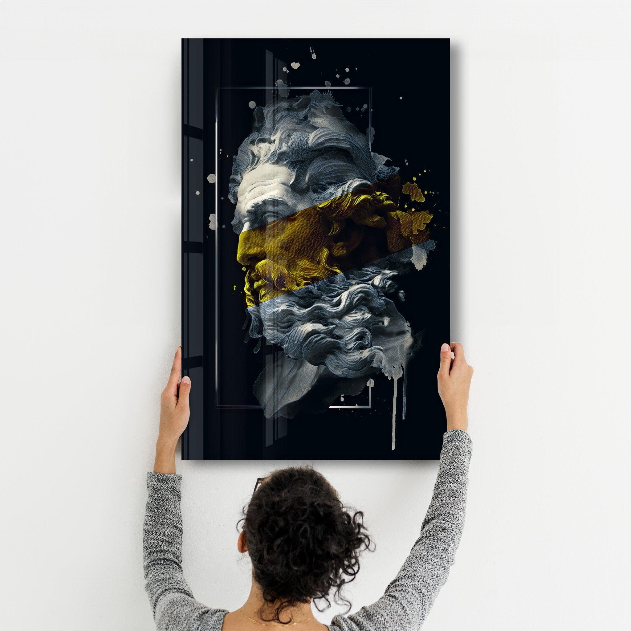 Abstract Yellow Poseidon | Glass Wall Art - Artdesigna