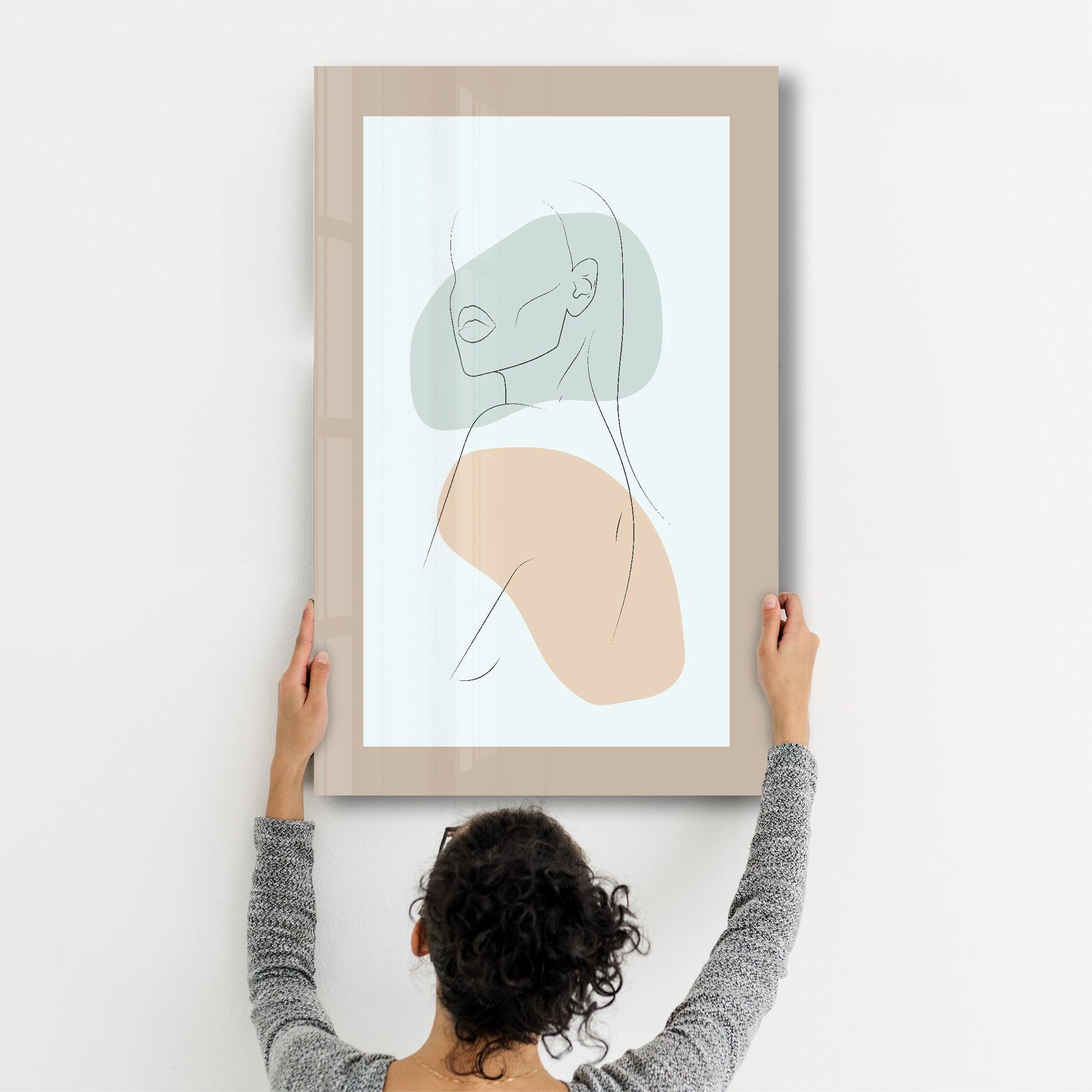 Shapes and Woman Portrait V1 | Glass Wall Art - Artdesigna