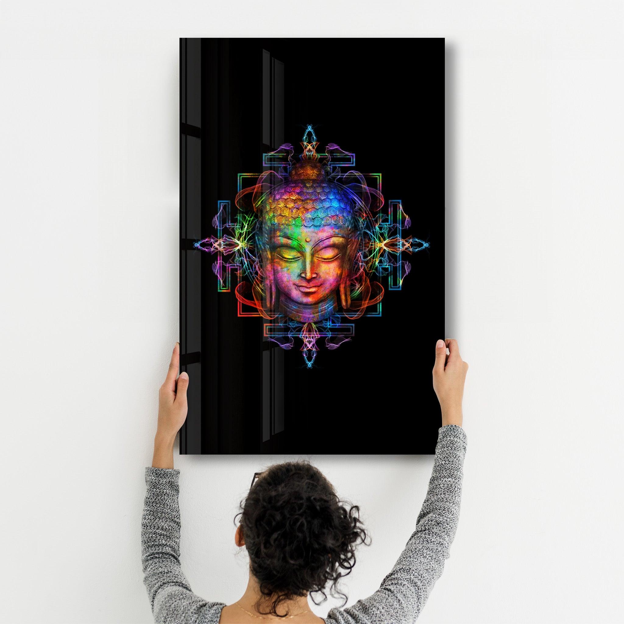 Rainbow Buddha | Glass Wall Art - Artdesigna